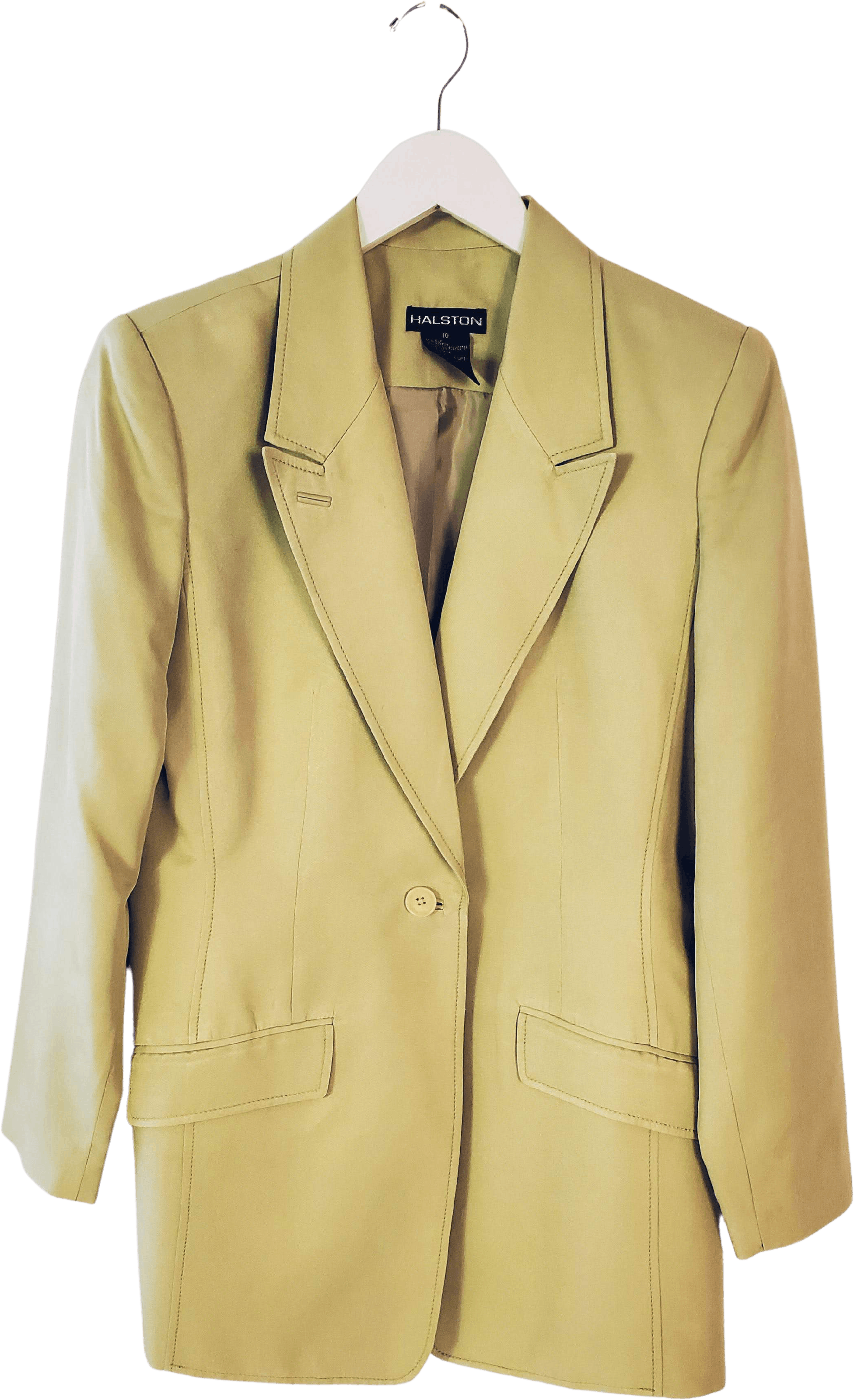 Vintage 90's Lime Silk Blend Longline Blazer by Halston | Shop THRILLING
