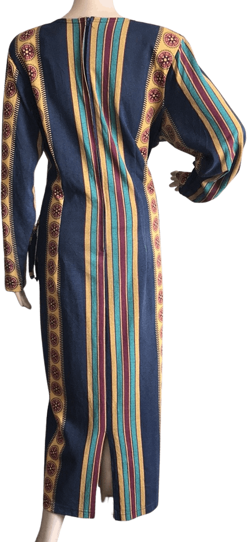 Vintage 90's Printed Stripe Wrap Front Maxi Dress by California Gold ...