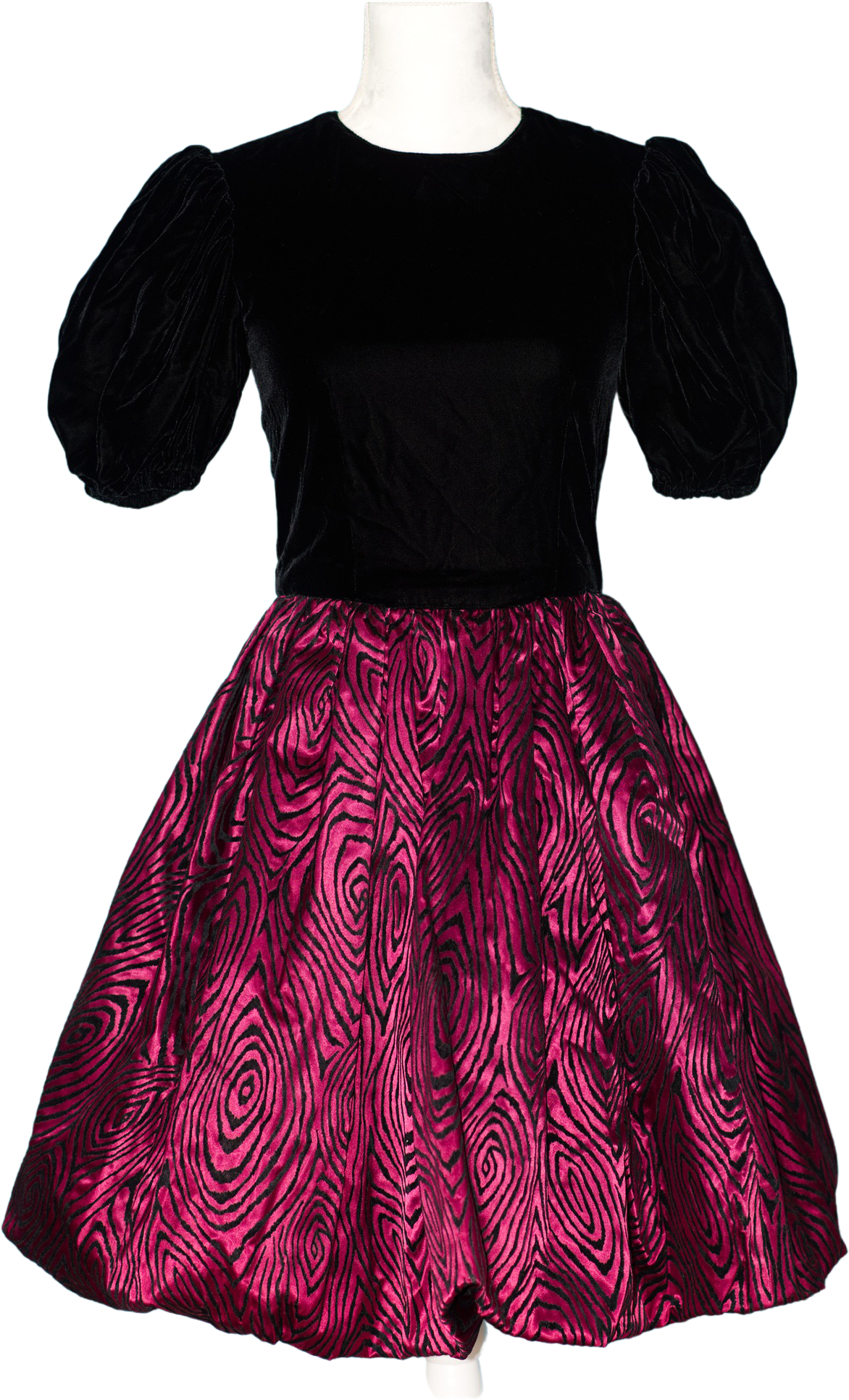 Vintage 90's Velvet Bubble Dress Puff Sleeve Party Dress