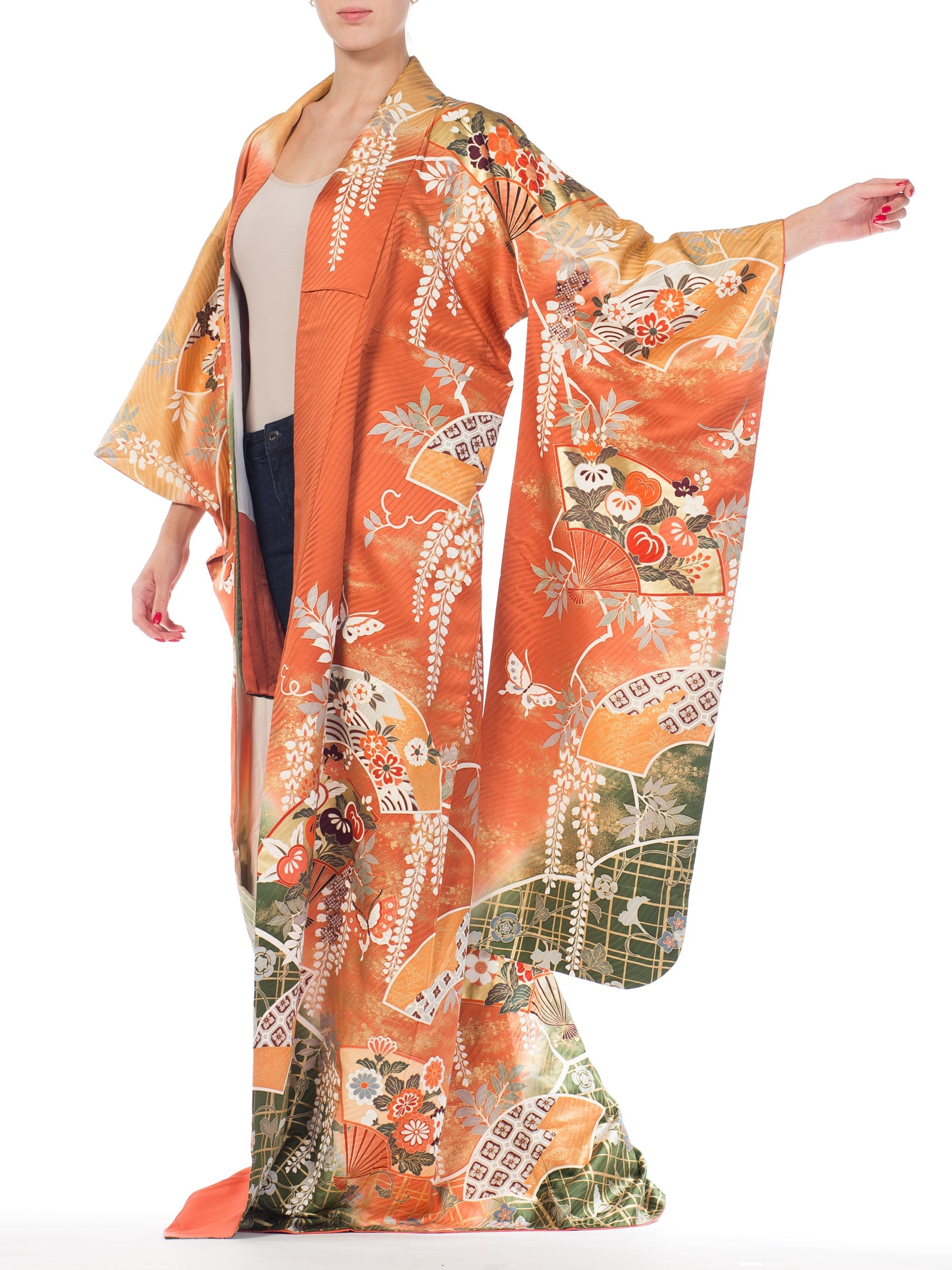 Vintage 70s Floral Japanese Print with Fans Robe | Shop THRILLING