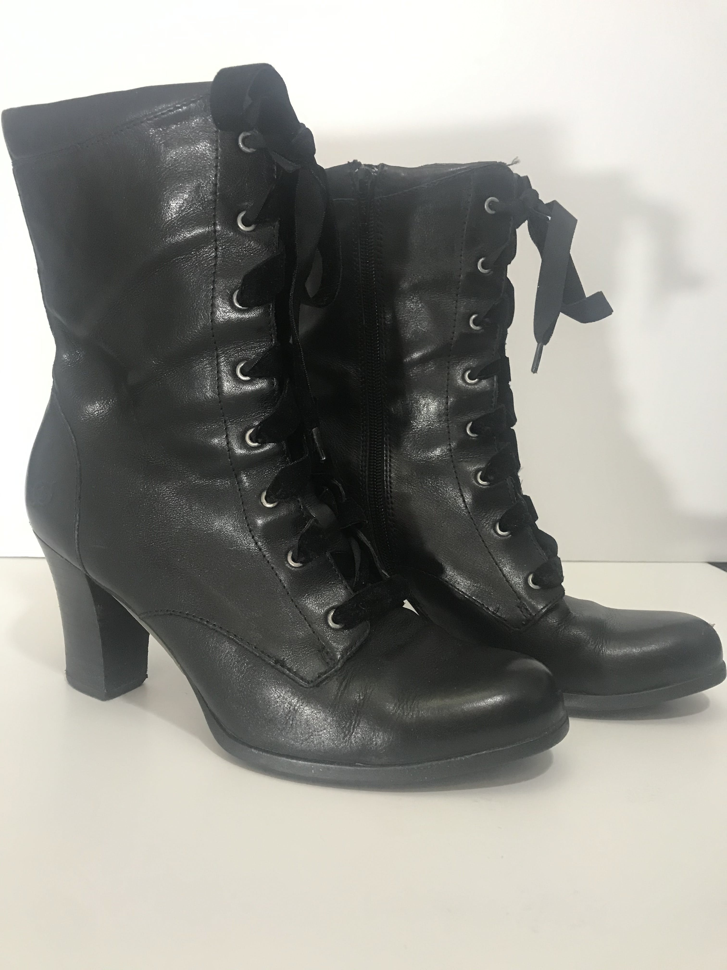 Vintage Black Leather Lace Up Boots by Born | Shop THRILLING