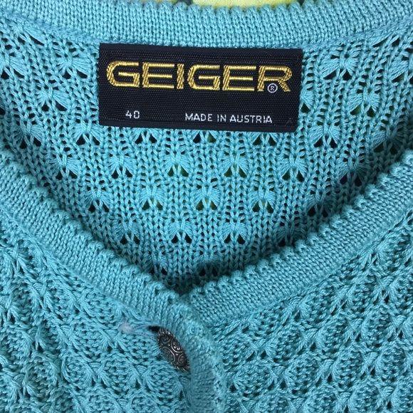 Vintage Geiger Blue Knit Button Sweater by Geiger | Shop THRILLING