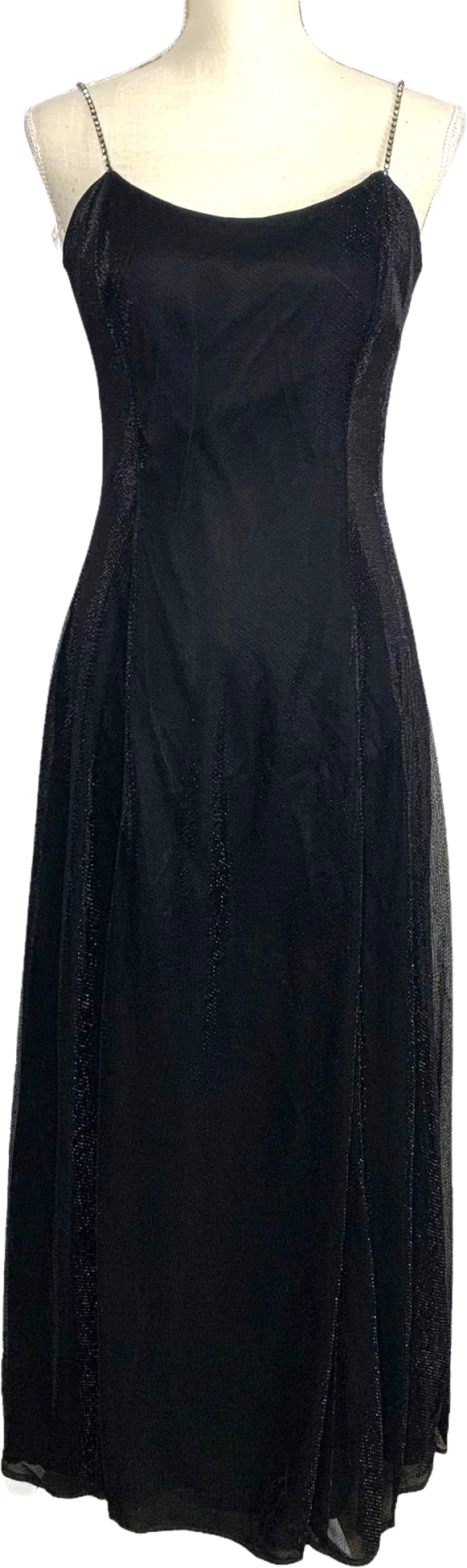 Vintage 90s Scott Mcclintock Black Shimmer Rhinestone Strap Formal Dre ...