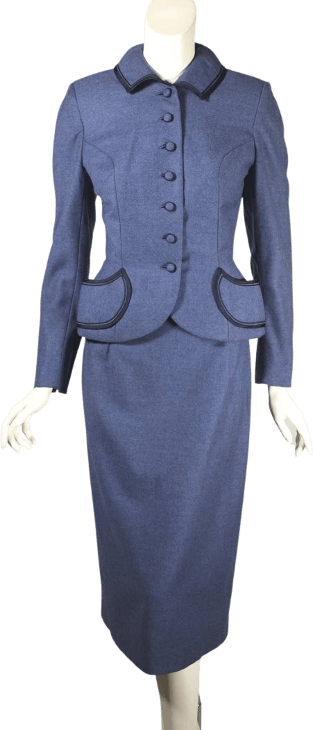 Vintage 50’s Blue Wool Suit by Dan Millstein Balenciaga Paris Import ...