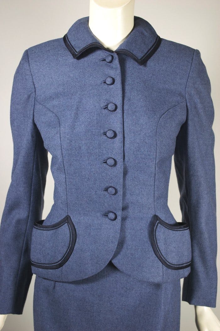 Vintage 50’s Blue Wool Suit by Dan Millstein Balenciaga Paris Import ...