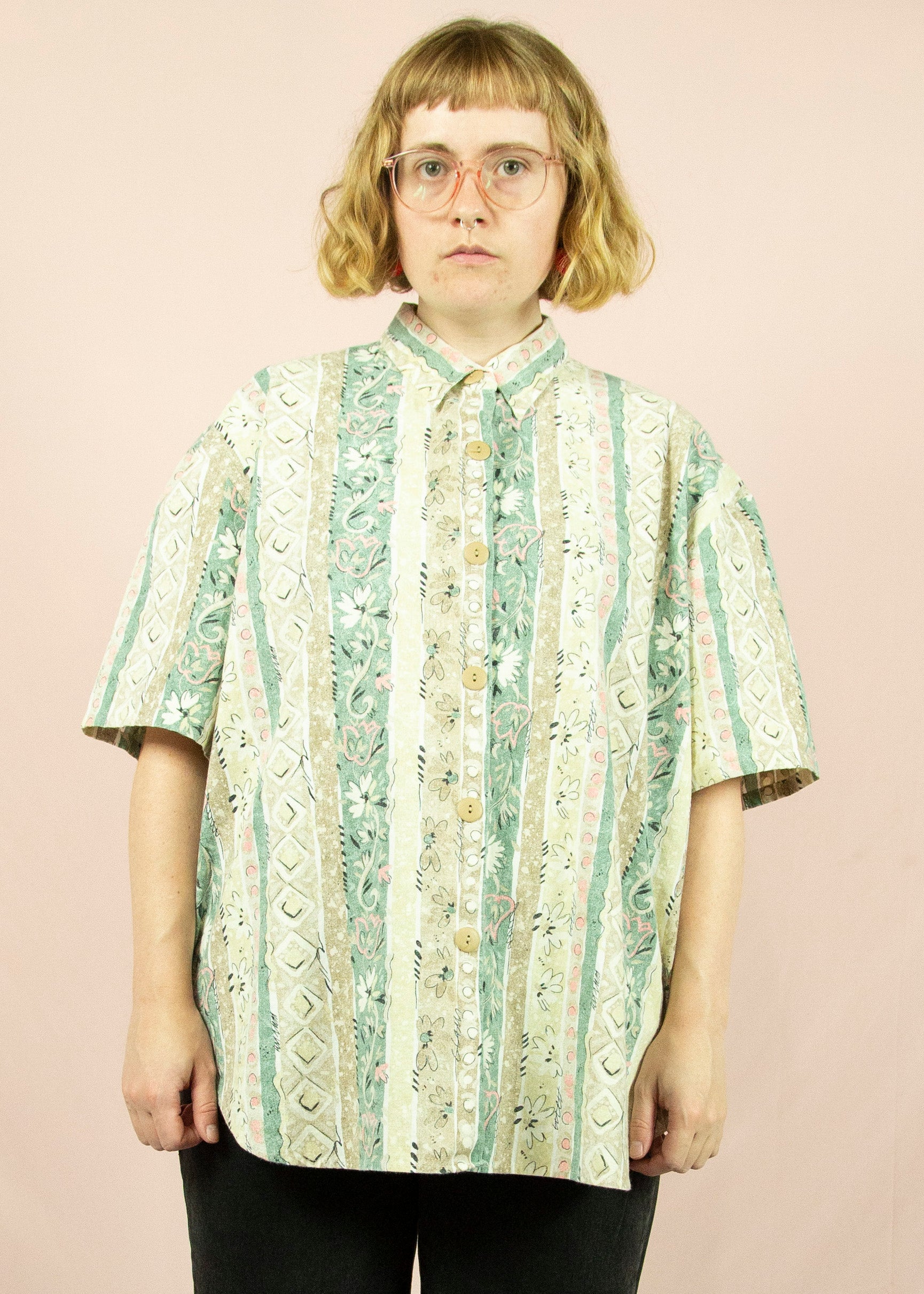 80s Vintage Pastel Funky Button Up Shirt by Extra Elements | Shop THRILLING