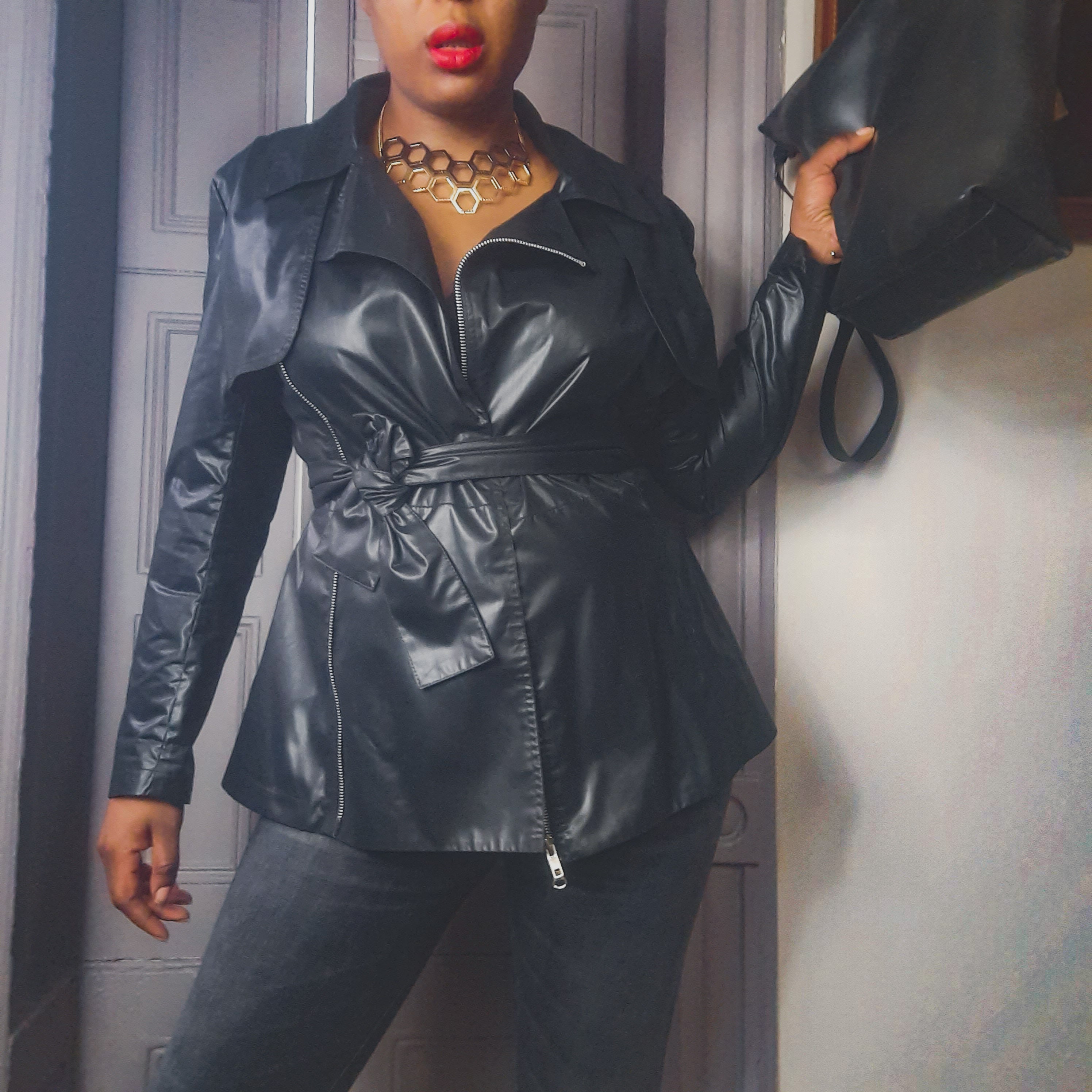 Vintage 90s Belted Black Parachute Fabric Crop Trench Jacket by OMO ...