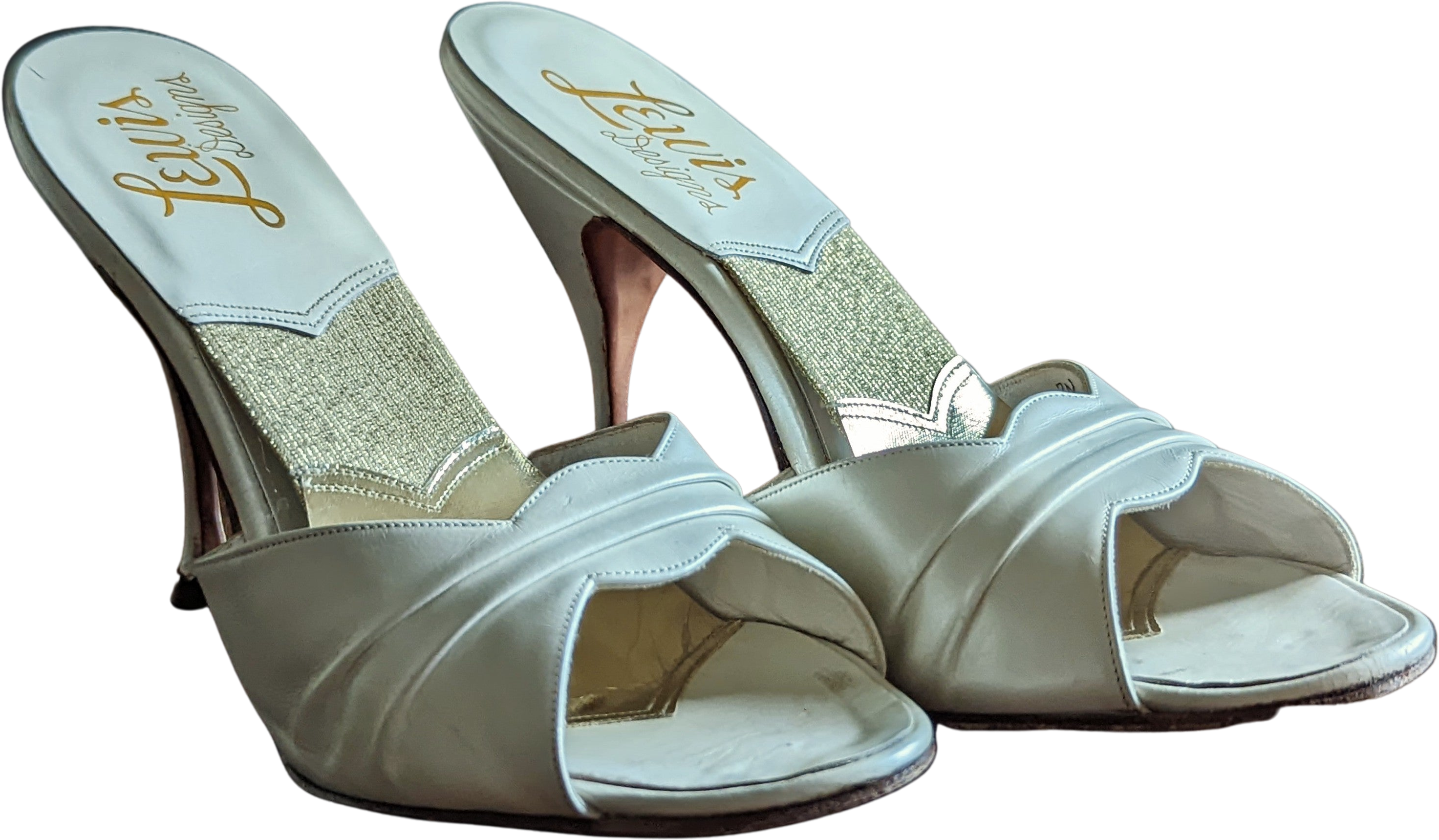 Springolator Mules Vintage 50s Springolator Mule White Leather Shoes by Lewis Designs ...