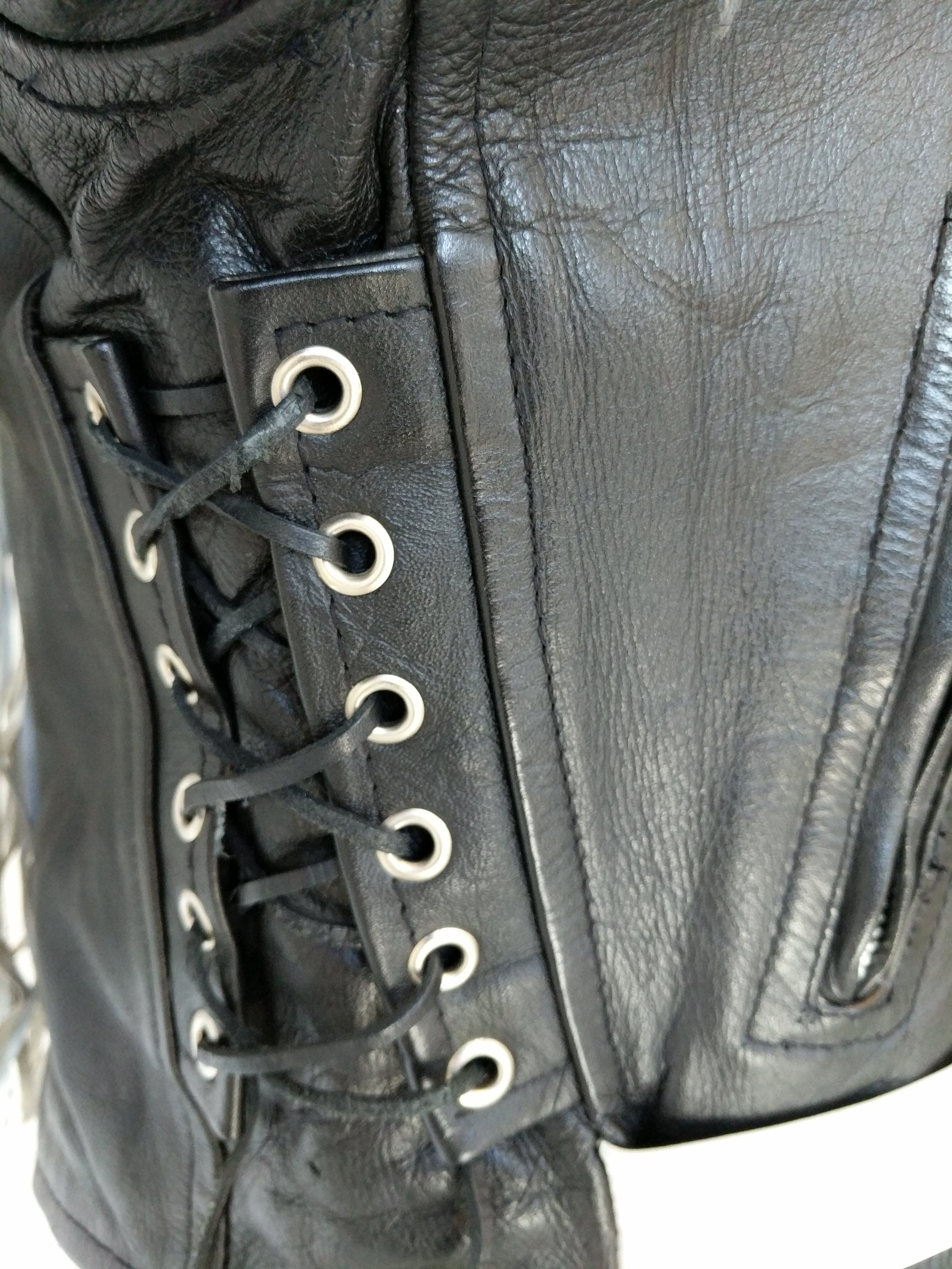 Vintage Black and White Fringe Leather Jacket Shop THRILLING