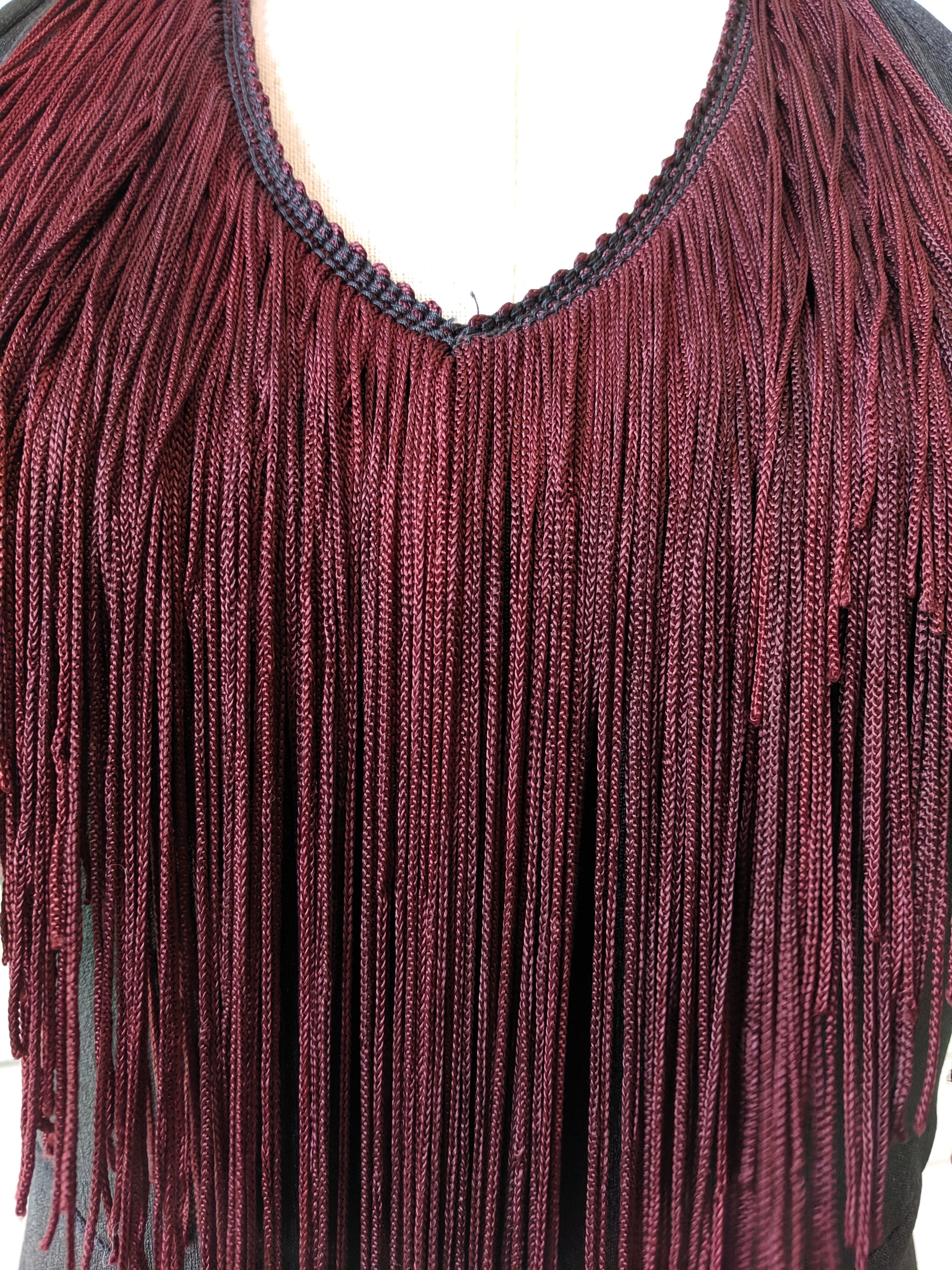 Vintage Black and Red Fringe Halter Tie Back Fitted Jumpsuit | Shop ...