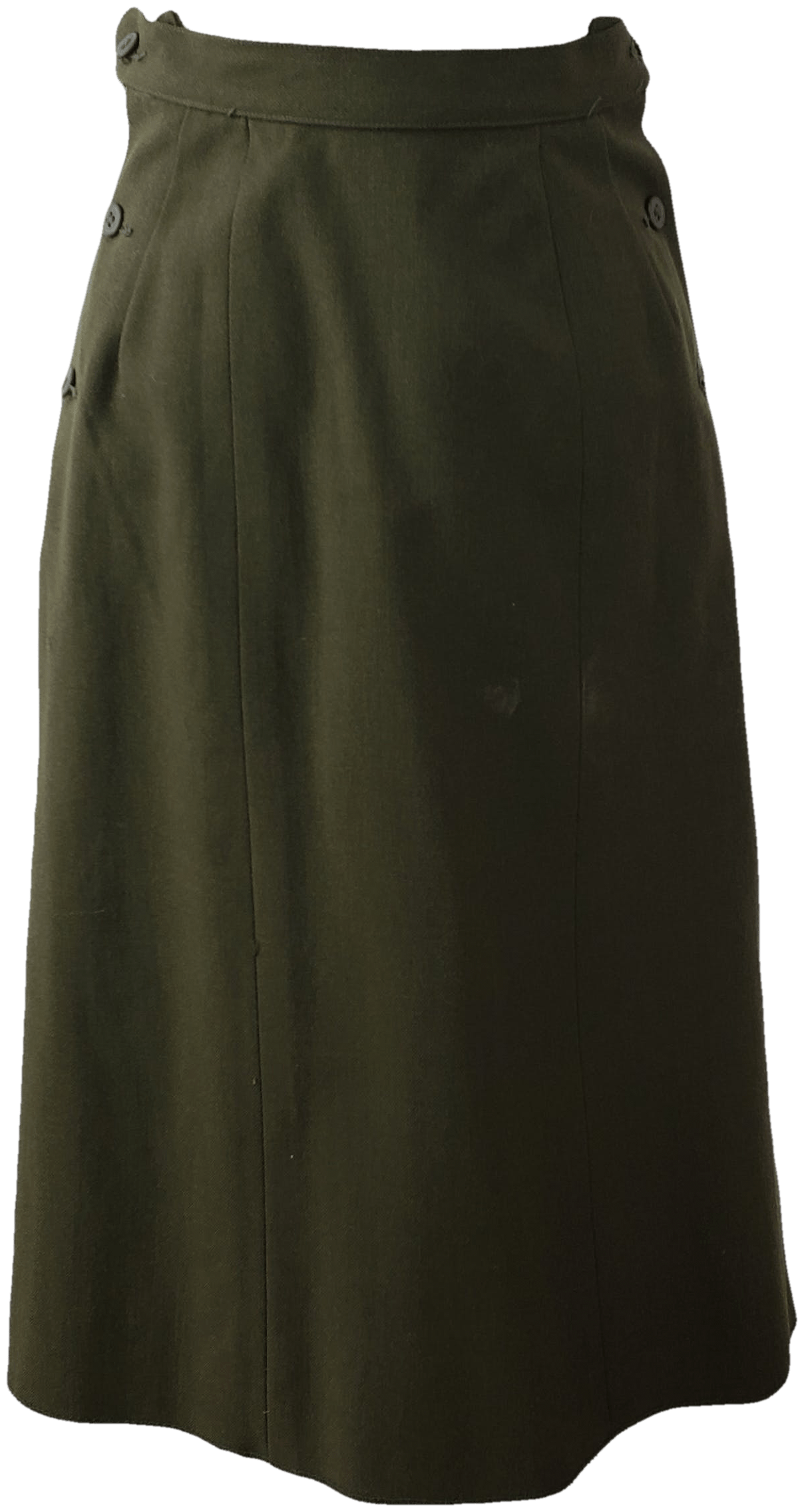 Vintage Wool Army Green Skirt With Side Button Closure | Shop THRILLING