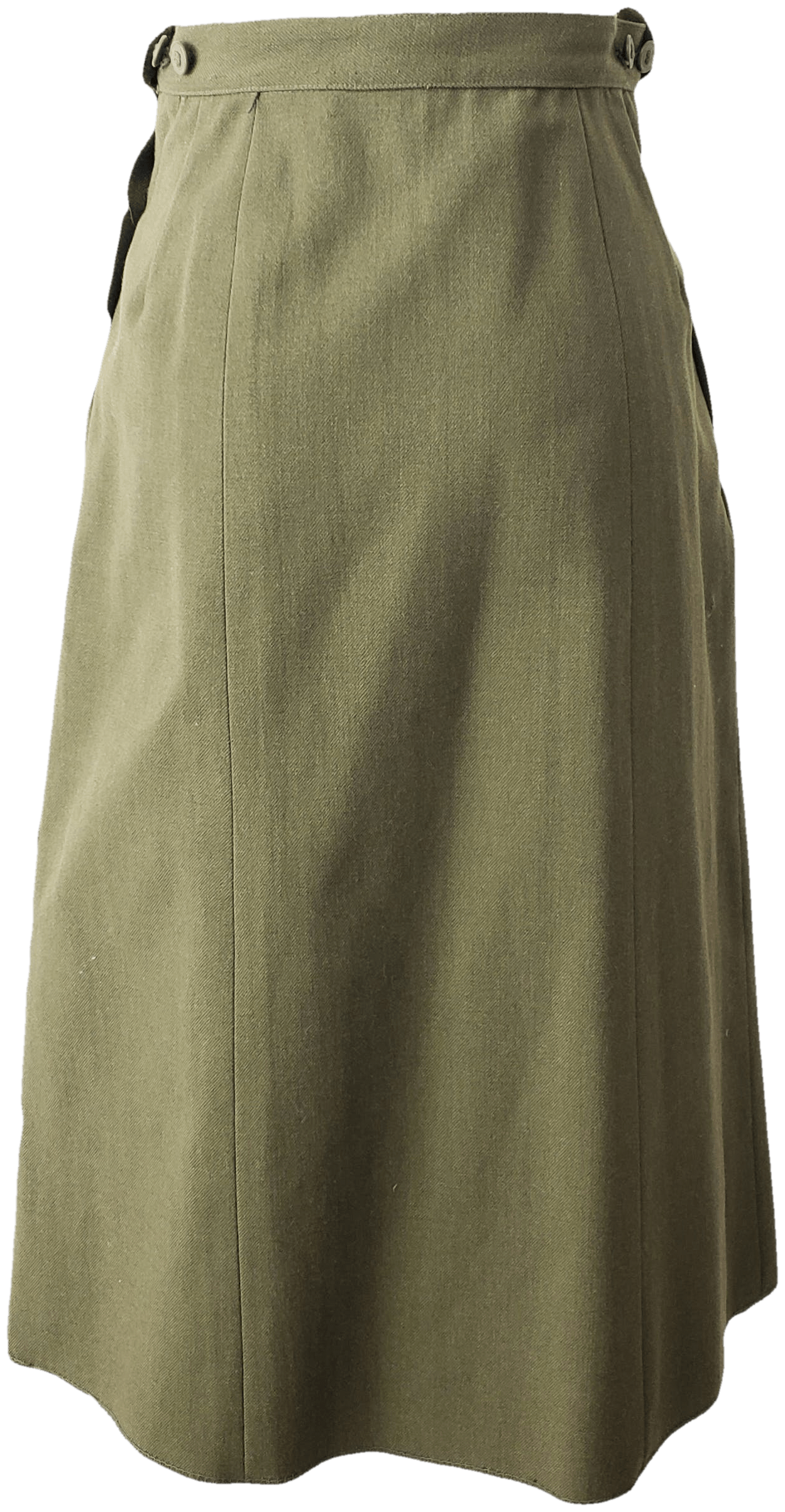 Vintage Wool Army Green Skirt With Side Button Closure Shop THRILLING
