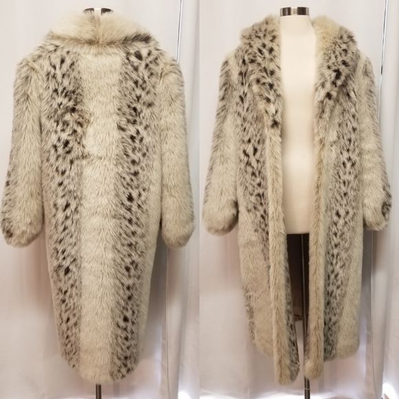 Vintage 80s Faux Fur Snow Leopard Cruella Trench Coat by Monterey ...