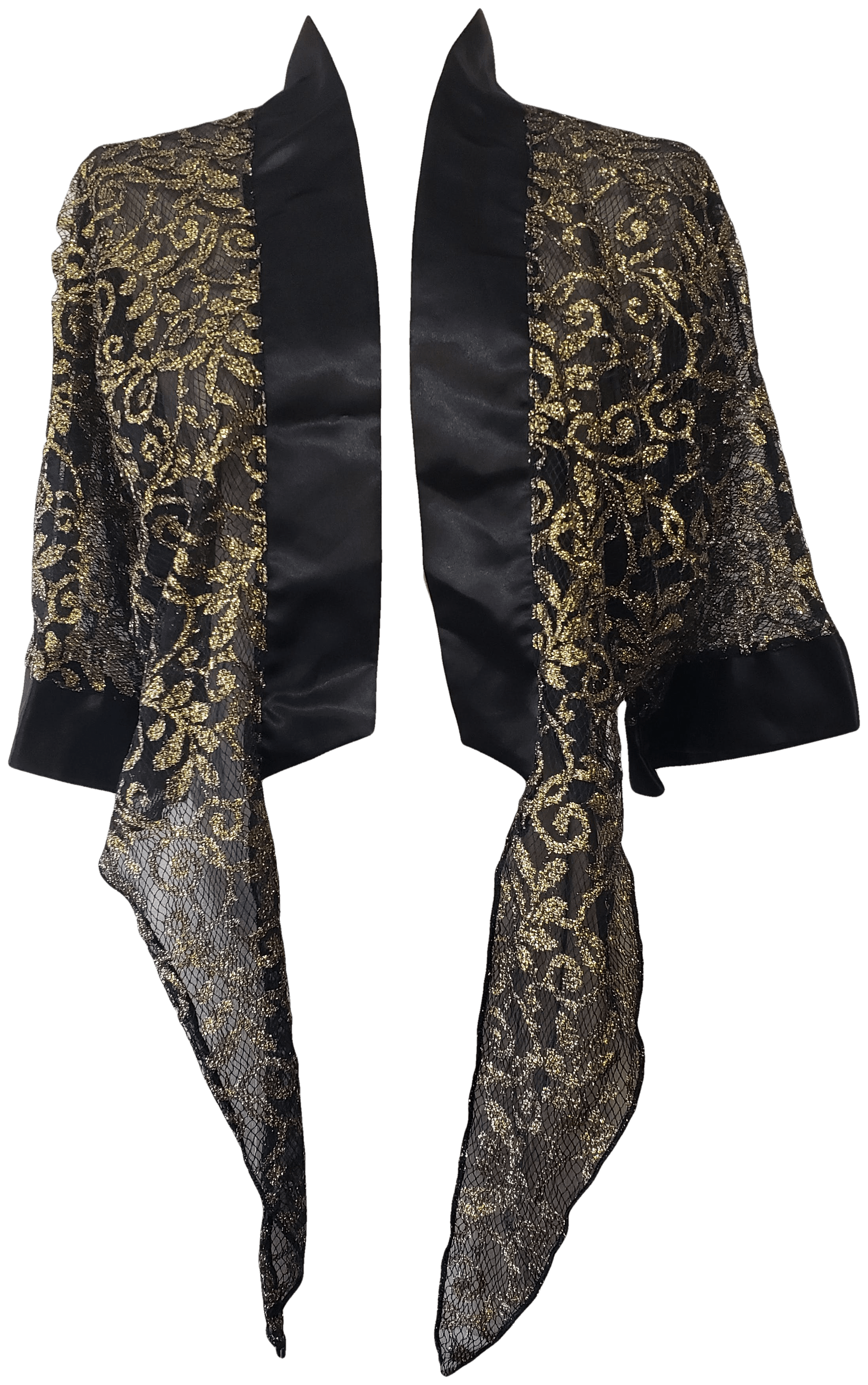 Vintage 90’s Black and Gold Floral Mesh Cropped Robe | Shop THRILLING