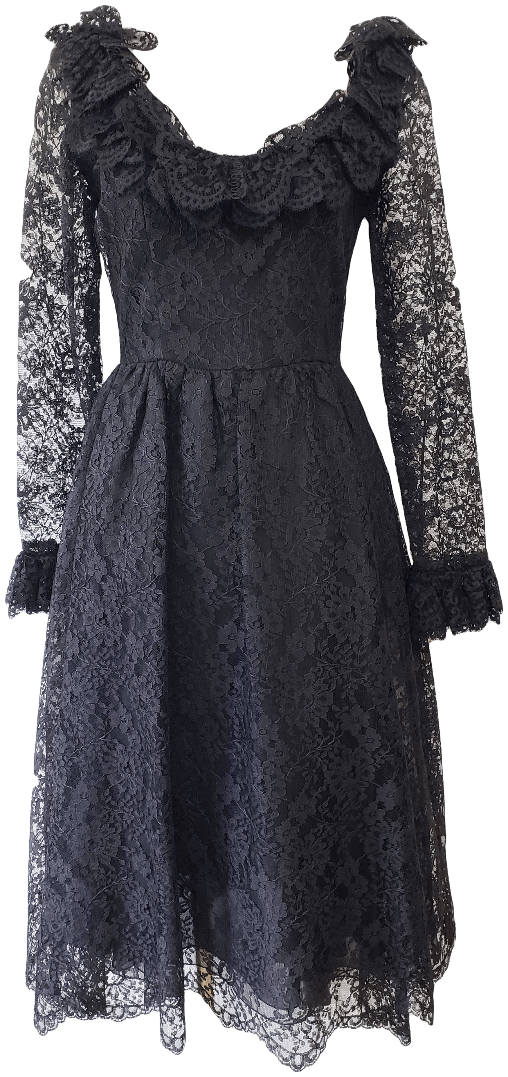 Black dress with cheap lace collar and cuffs