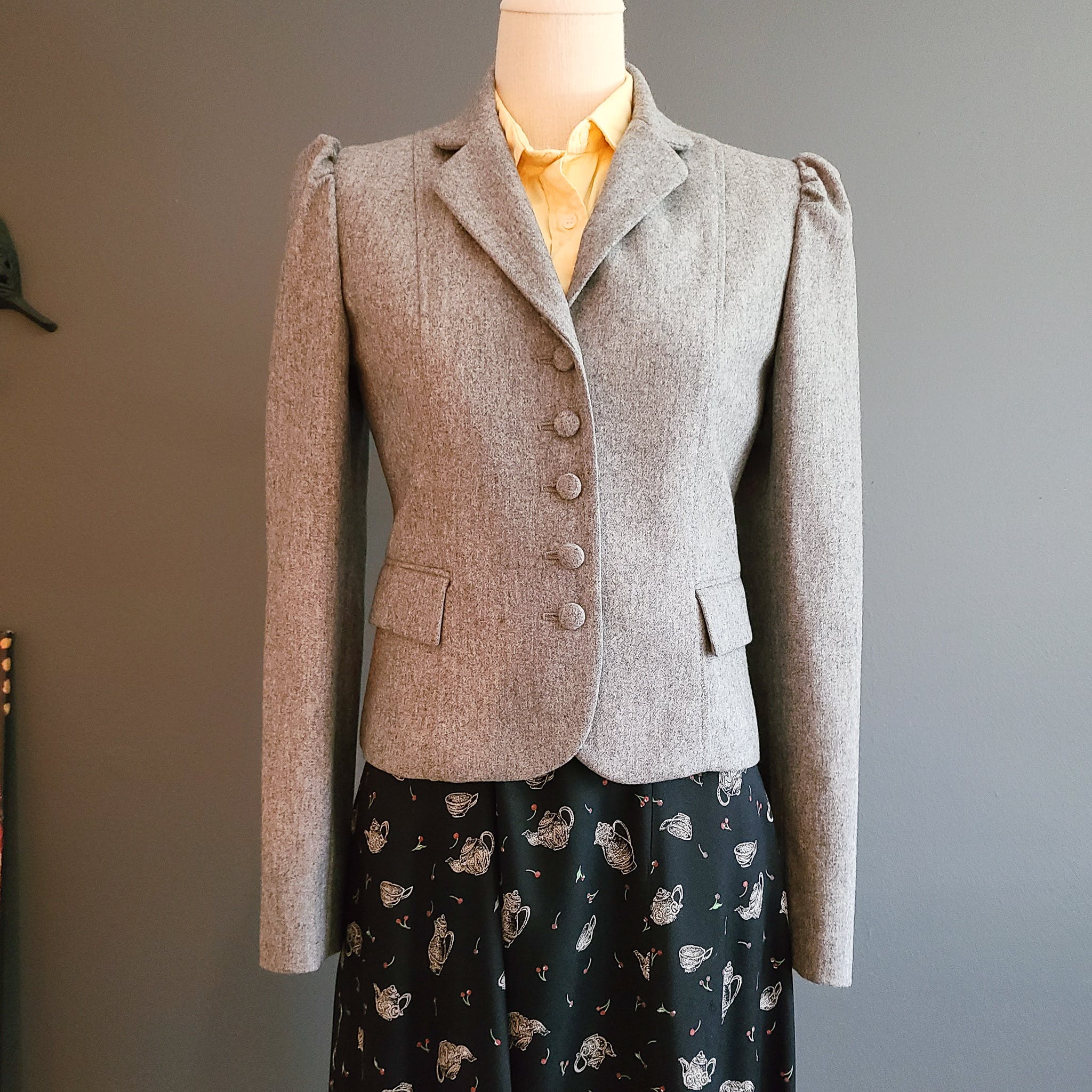 Vintage 70's Gray Victorian Style Cropped Wool Riding Jacket by JH ...