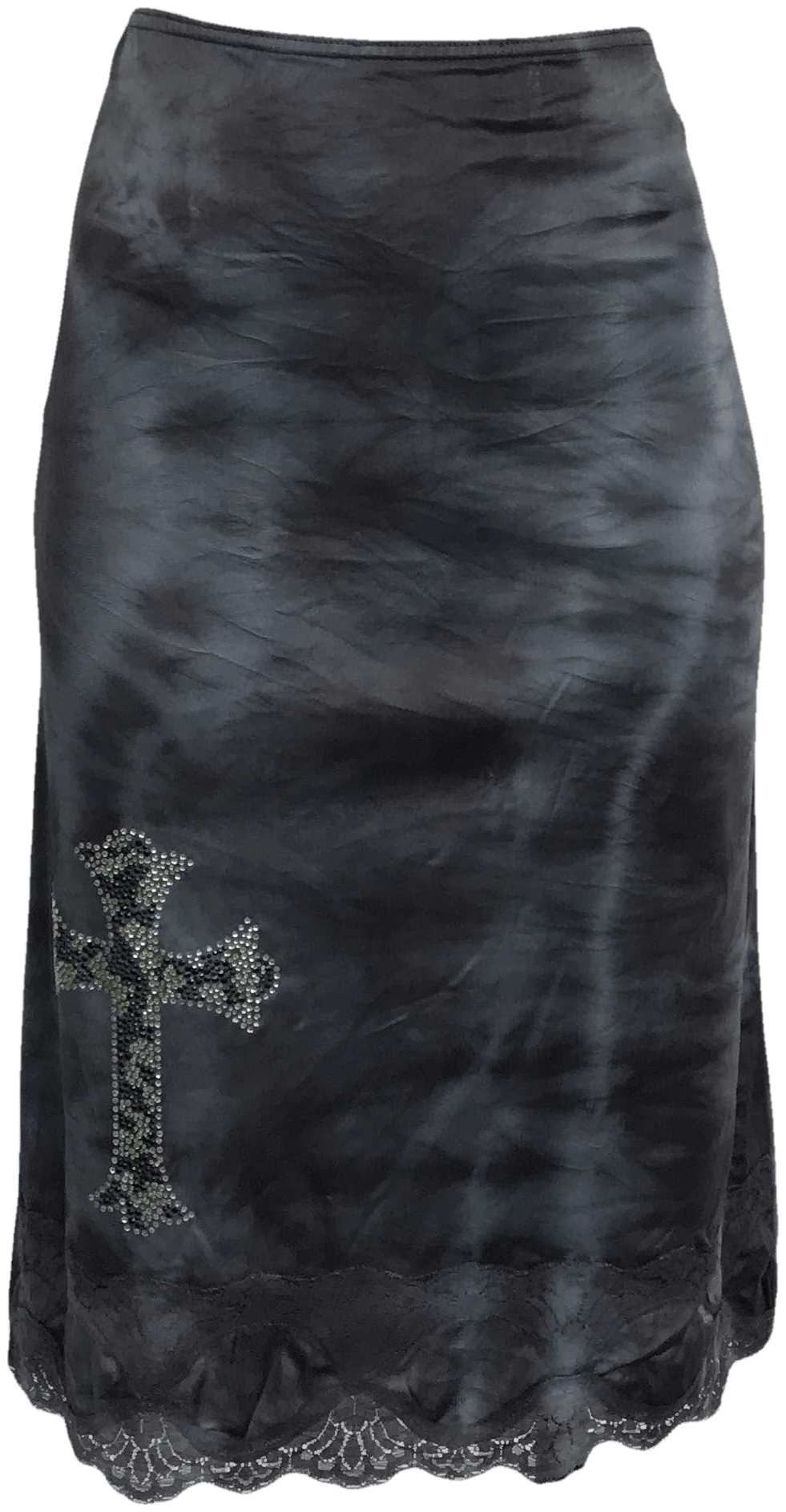 Vintage Gray Tie Dye Half Slip with Cross Embellishment Shop THRILLING