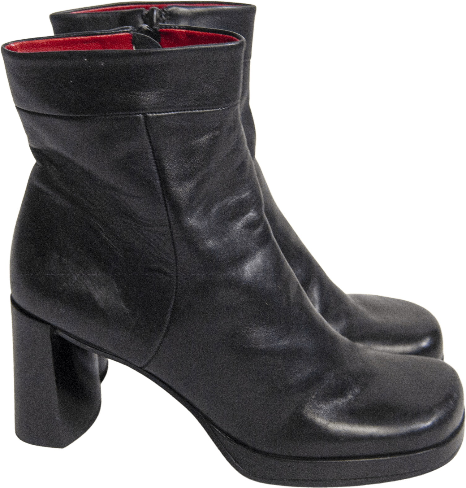 Vintage 90’s Black Leather Stacked Boots by Enzo Angiolini | Shop THRILLING