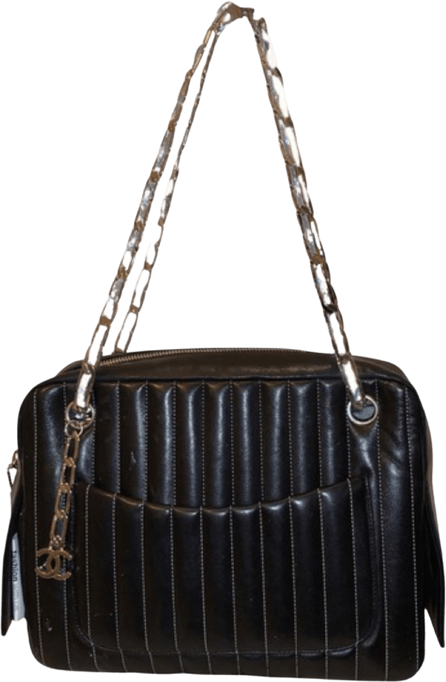 CHANEL Caviar Vertical Quilt Camera Bag Brown 1227914