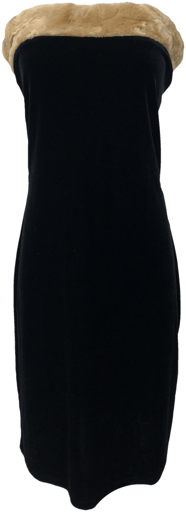 Vintage Faux Fur Trimmed Velvet Strapless Bodycon Dress By Fredericks Of Holl Shop Thrilling 8500