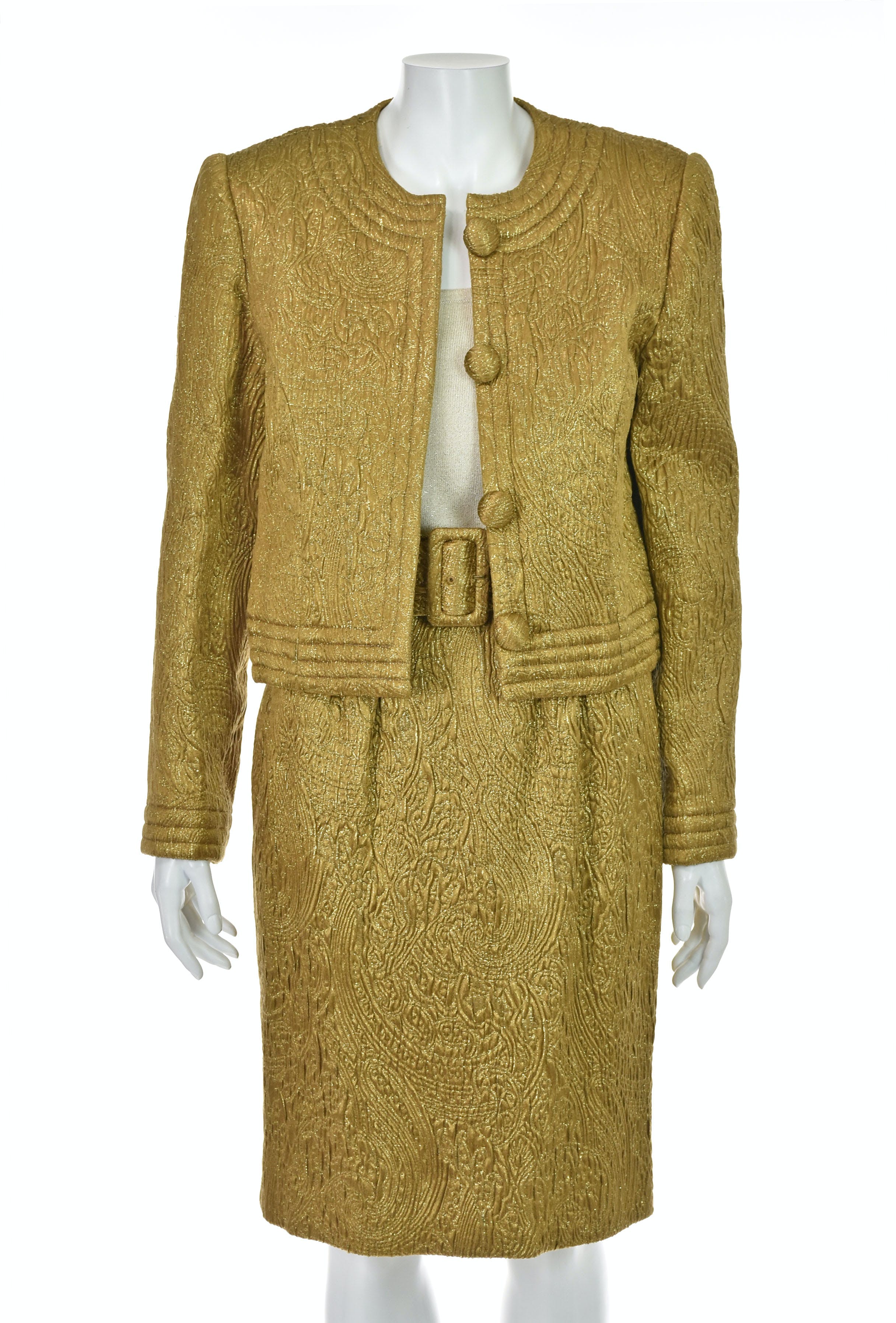 Vintage 80's Glamorous Gold Jacquard Evening Suit by Stanley Platos ...