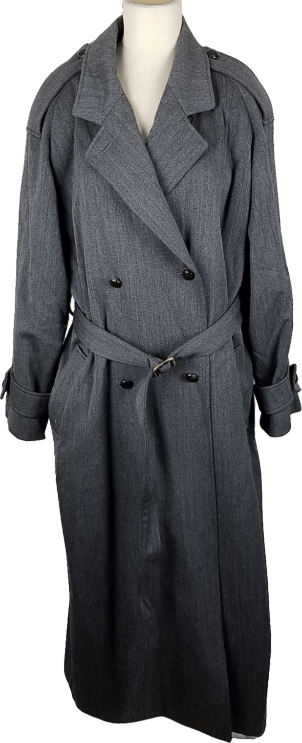 Vintage Gray Double Breasted Wool Tweed Trench Coat by JG Hook Shop
