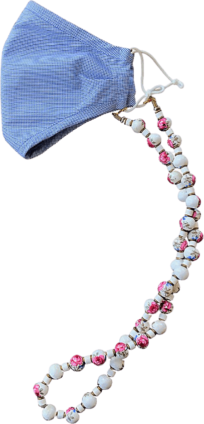 Vintage Hand Painted Floral Beaded Necklace and Mask Chain | Shop THRILLING