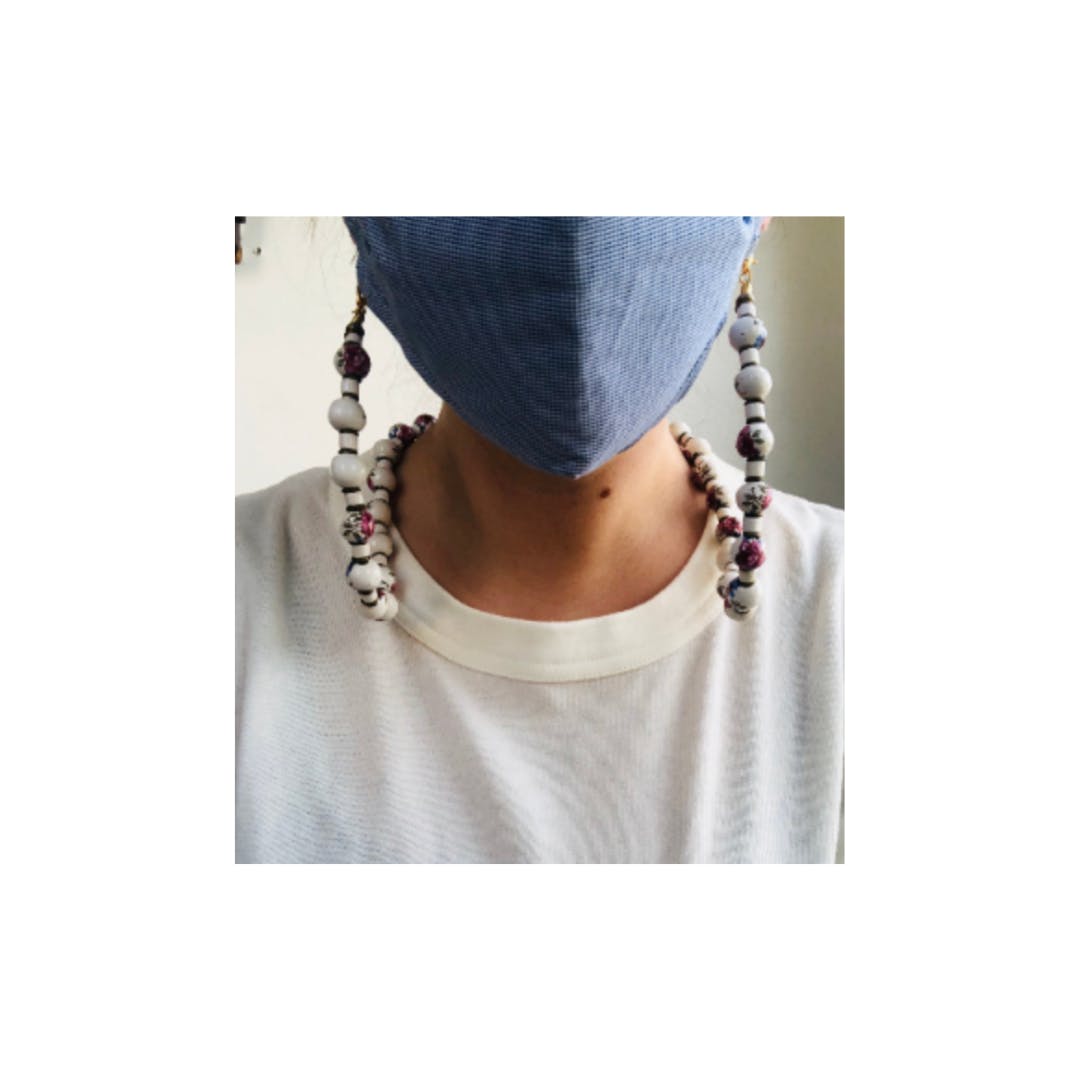 Vintage Hand Painted Floral Beaded Necklace and Mask Chain | Shop THRILLING