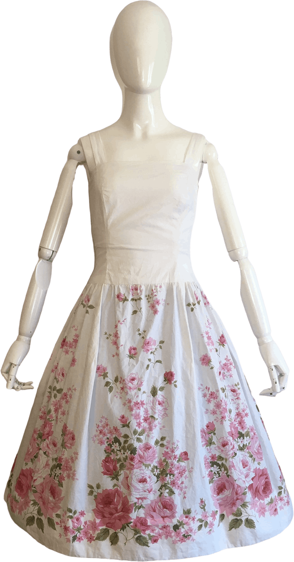 Vintage 50's/60's Border Print Rose Dress Shop THRILLING
