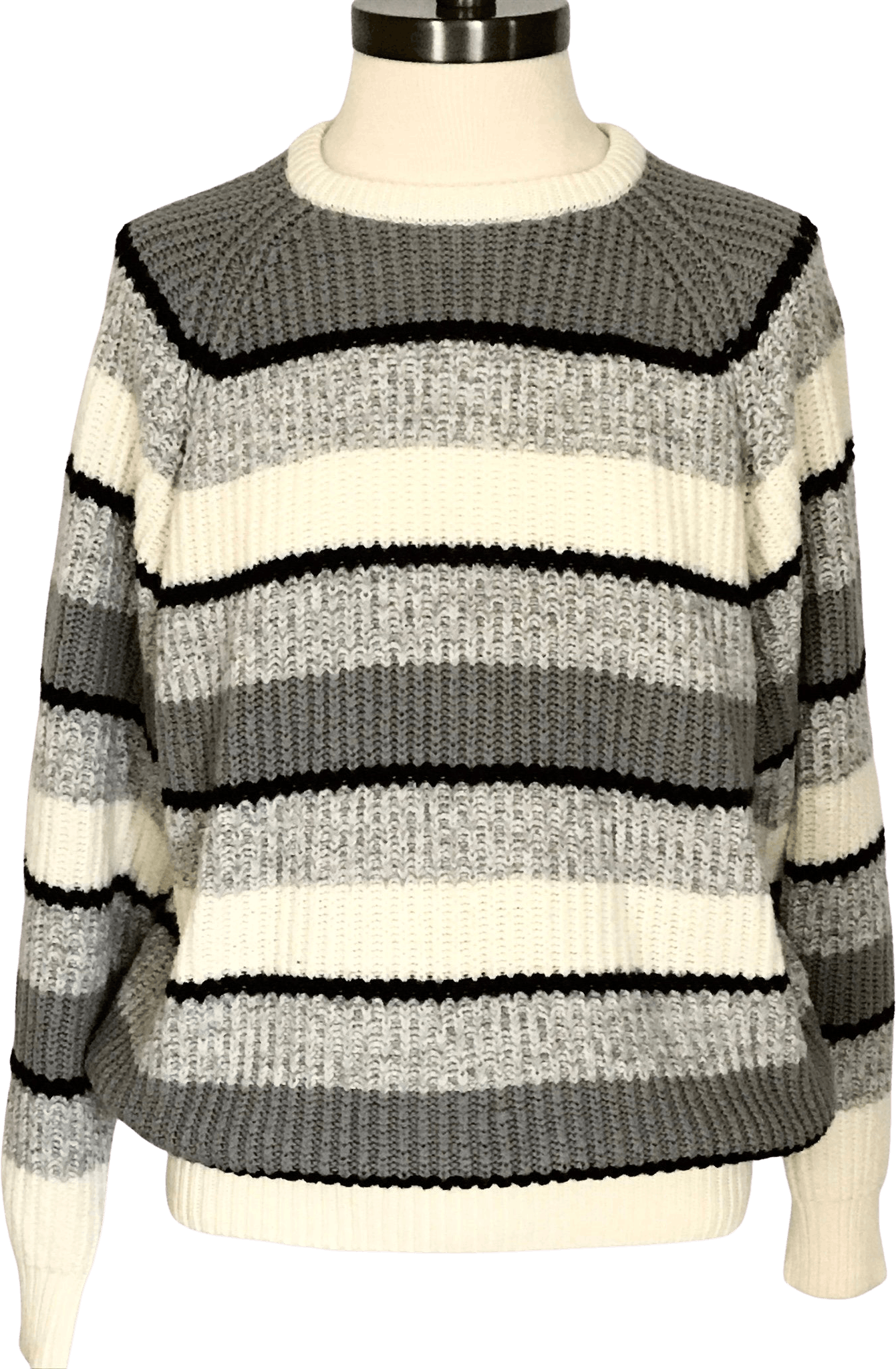 Vintage 80's/90's Gray and Off White Striped Knit Sweater by ...
