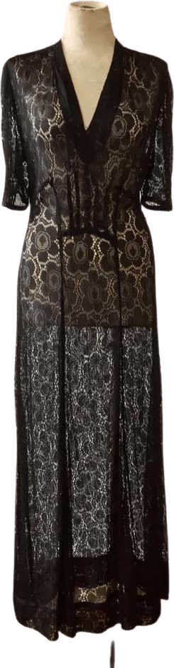 Vintage 30’s Floral Black Sheer Lace and Silk Dress | Shop THRILLING