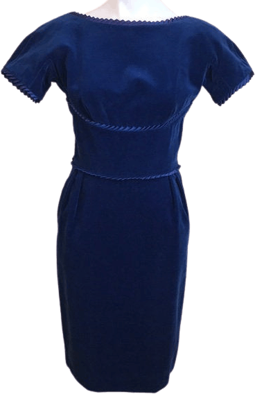 Vintage 60's/70's Pin Up Rockabilly Blue Velvet Wiggle Dress | Shop ...