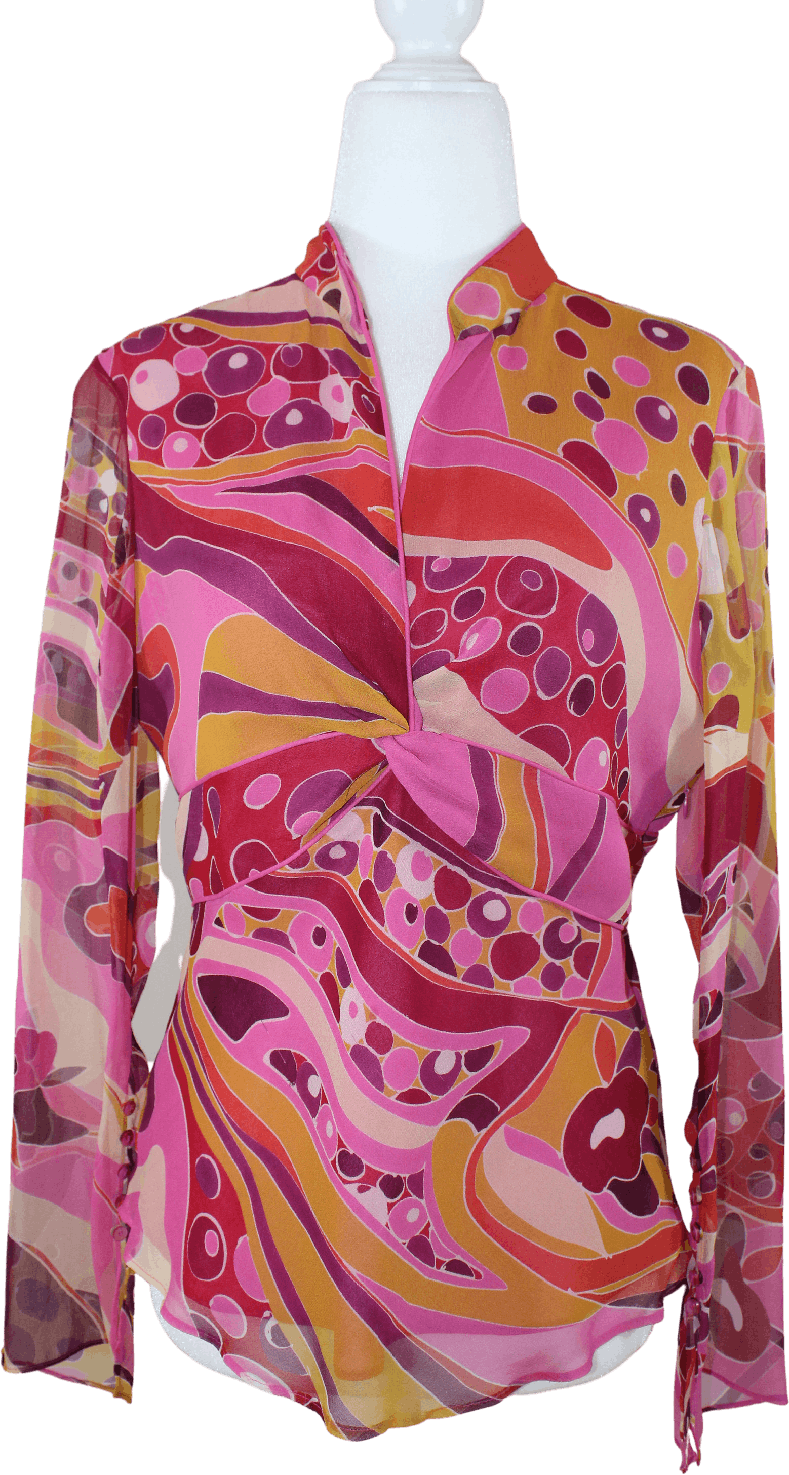 Vintage 70's Hot Pink Abstract Blouse | Shop THRILLING