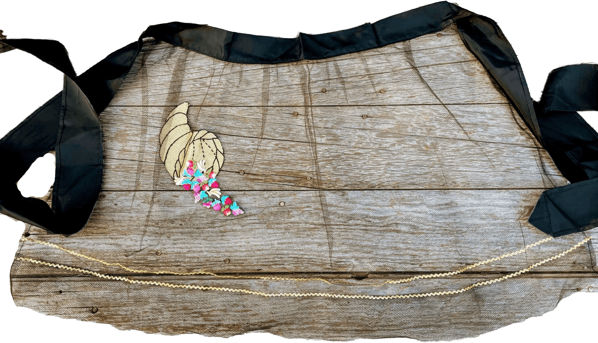 Vintage Hostess Net Half Apron Cornucopia with Fruit Buttons | Shop ...