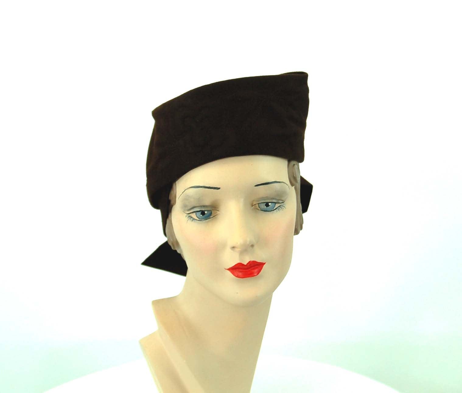 Vintage 40's Quilted Brown Wool Felt Hat | Shop THRILLING