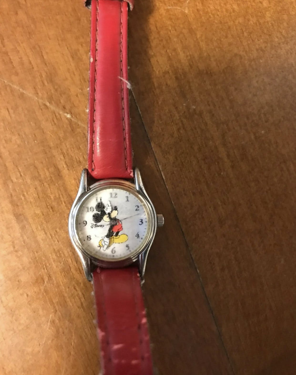 Vintage Red Leather Mickey Mouse Watch by Disney | Shop THRILLING