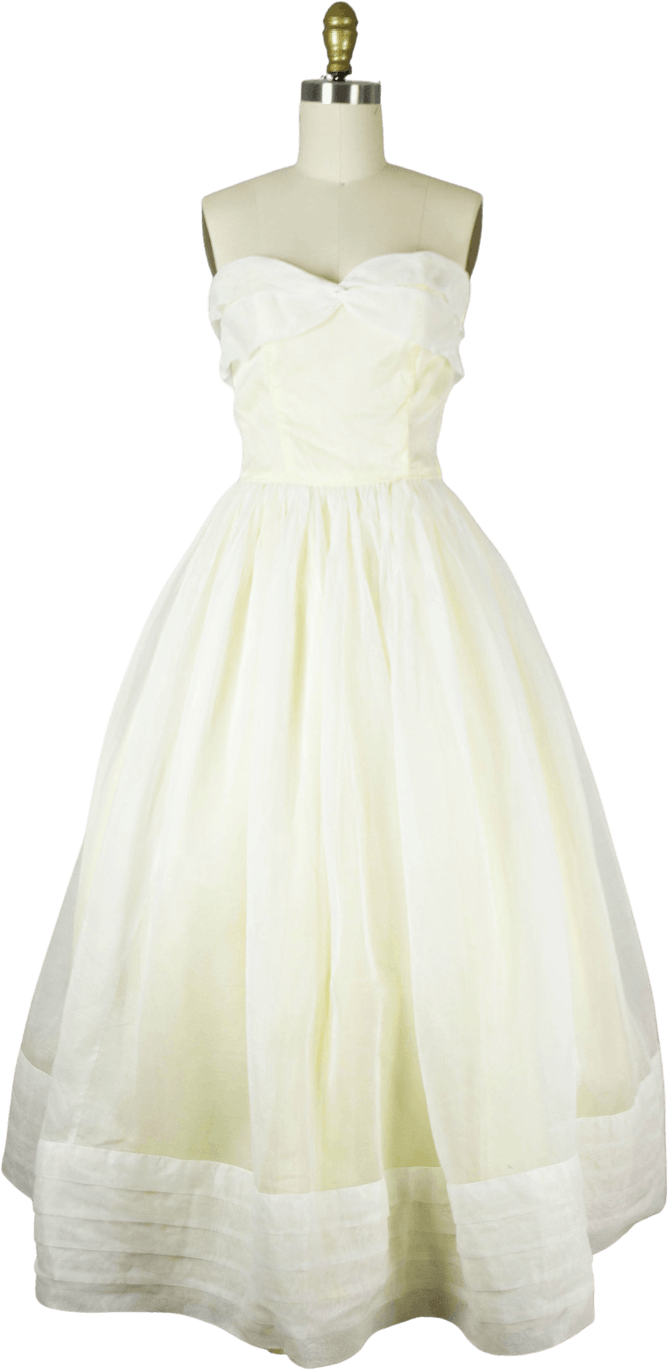 Vintage 50's White Yellow Tea Length Dress Shop THRILLING