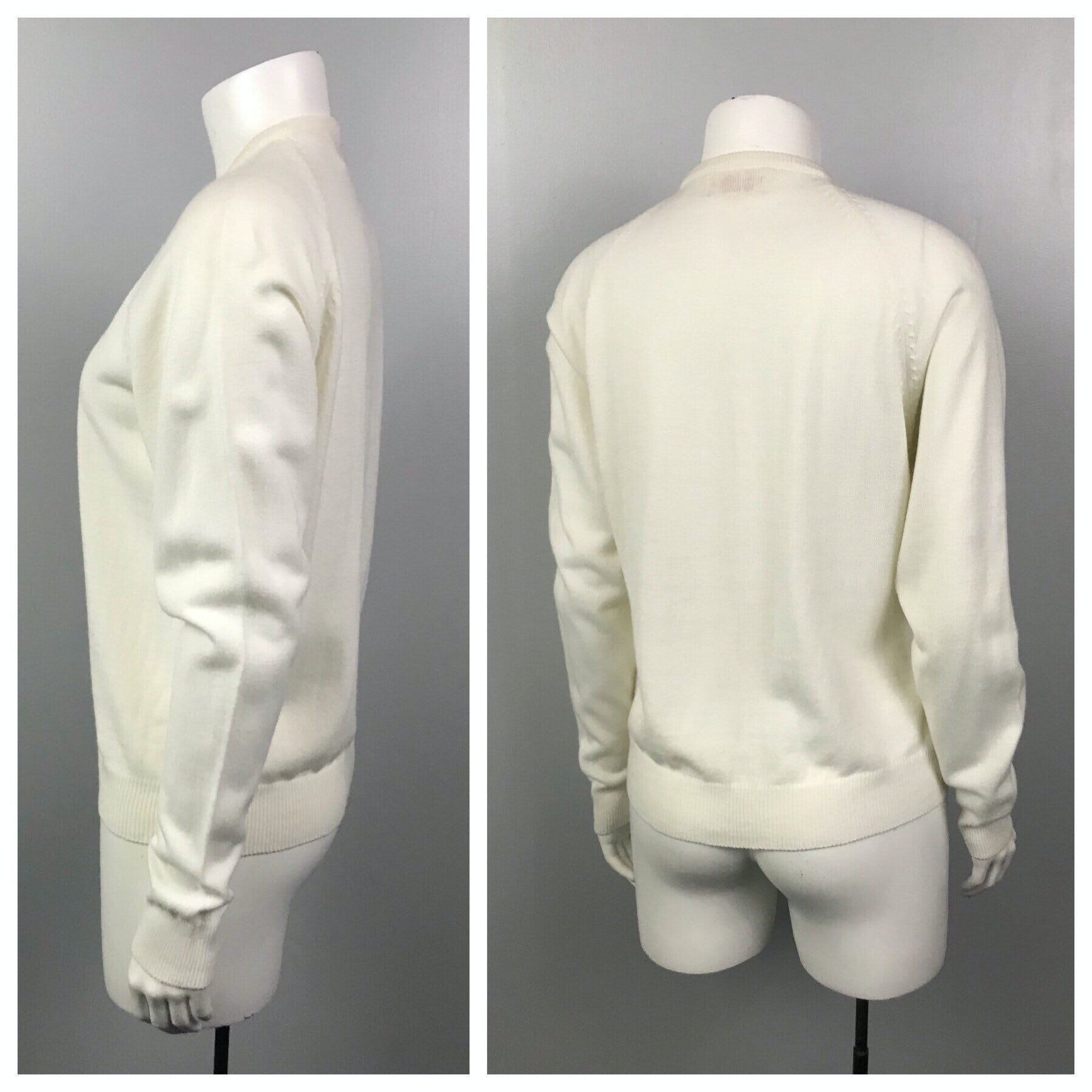 Vintage 60’s White Button Up Cropped Long Sleeve Cardigan by Fully ...