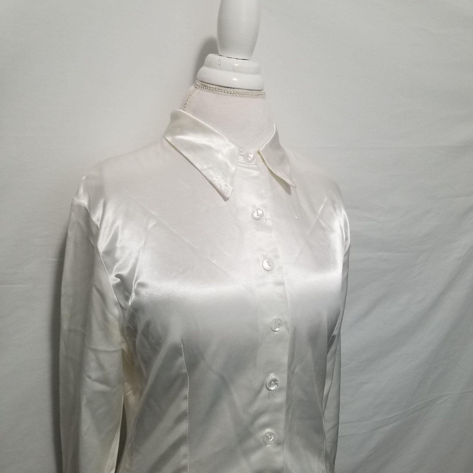 Vintage 90's White Silky Iridescent Button Up by A. Byer | Shop THRILLING