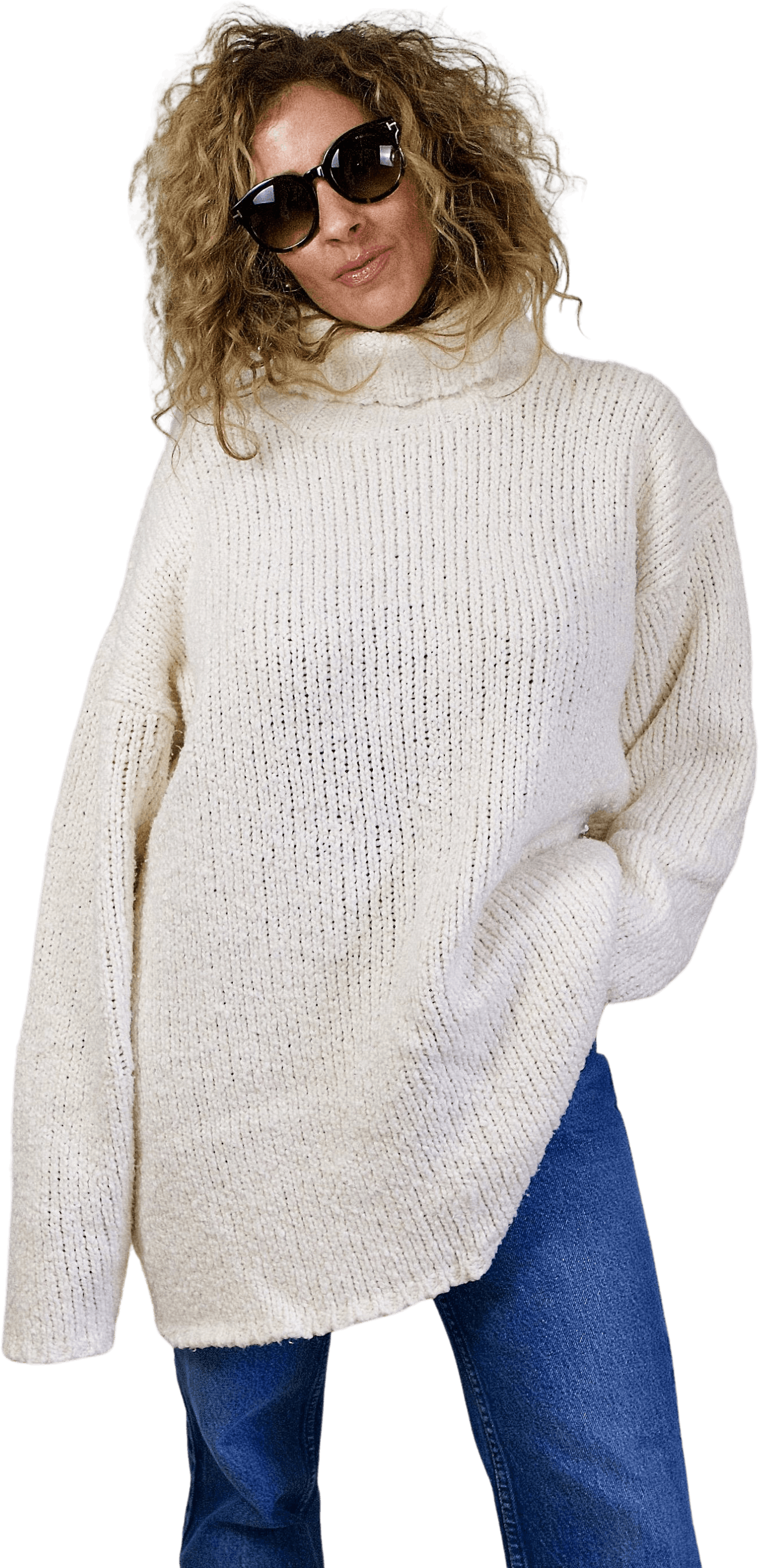 Vintage 90s Chunky Ivory Turtleneck Sweater Shop Thrilling