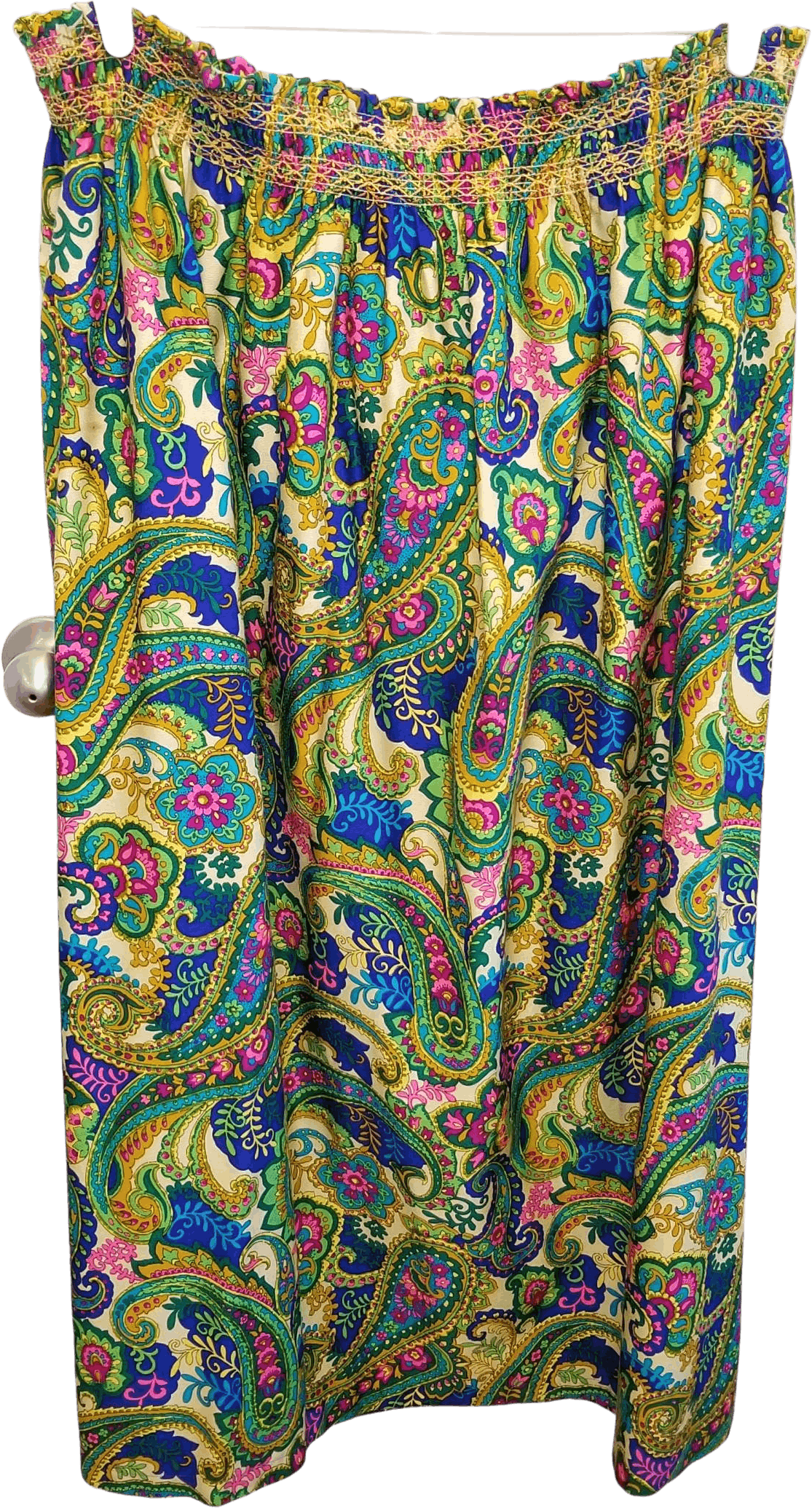 Vintage 70’s Multicolor Elastic Waist Floral and Paisley Print Skirt ...