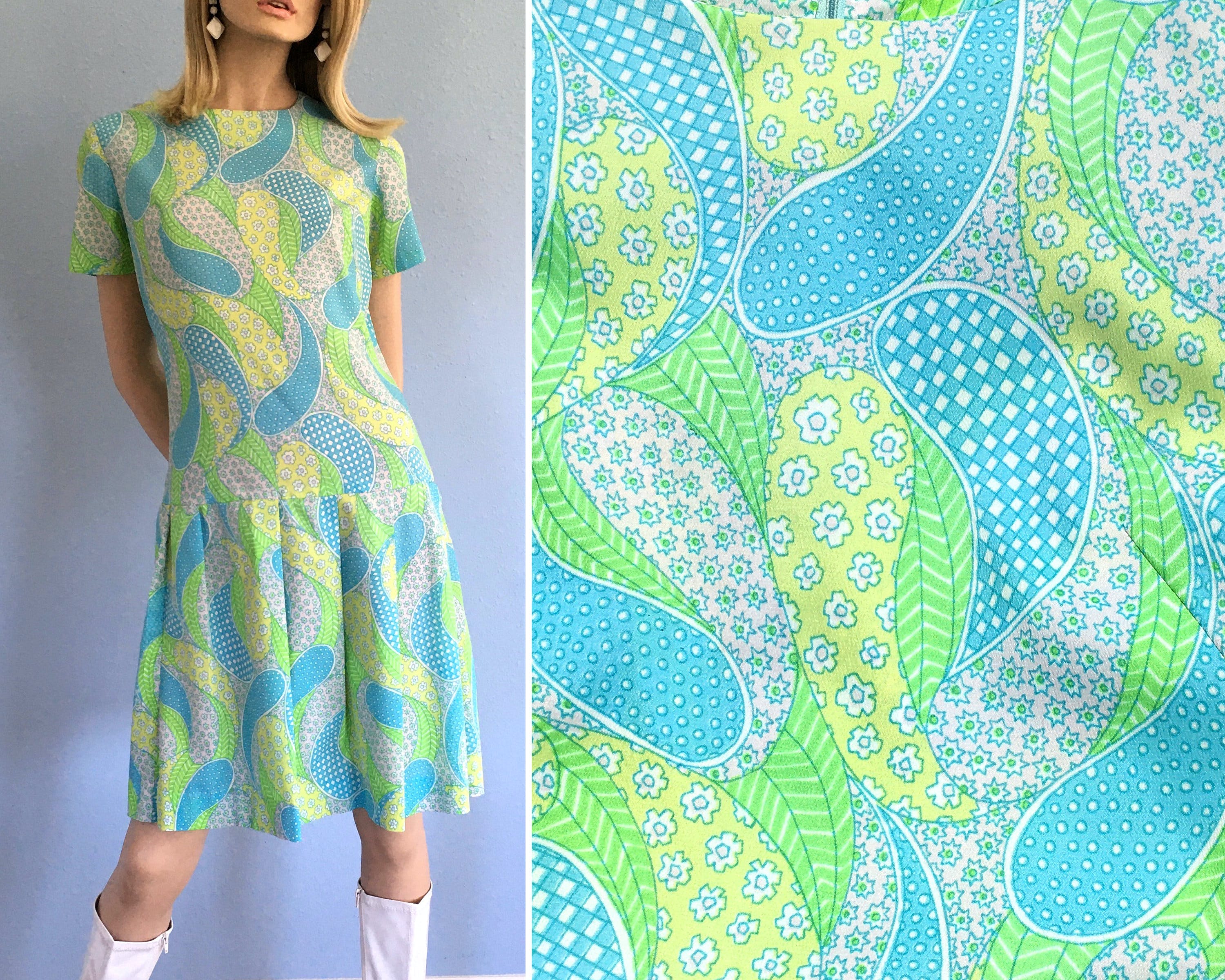 Vintage 60’s/70’s Multicolor Paisley Drop Waist Shift Dress by Jan Arcy ...