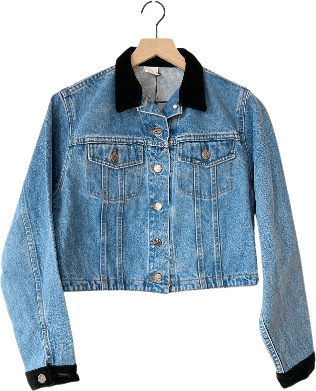 Vintage 90's Classic Denim Jacket with Velvet Collar and Cuffs by Lee ...