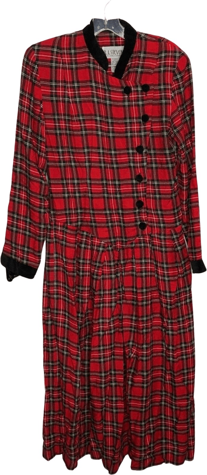 Vintage 90’s Red Plaid Button Up Drop Waist Dress by R.J. Stevens ...