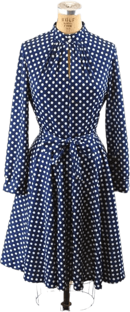 Vintage 70's Blue Polka Dot Skater Style Dress | Shop THRILLING