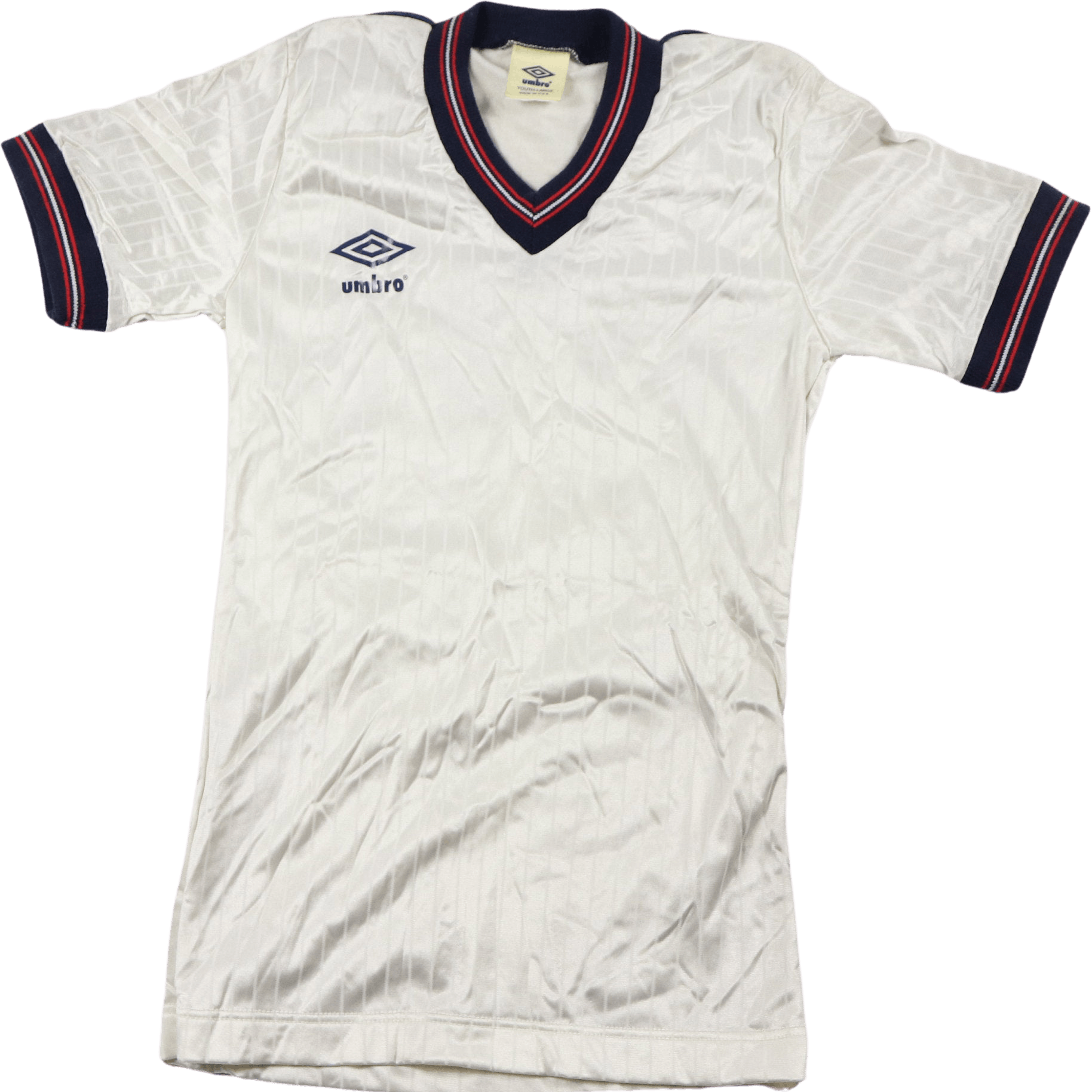 Vintage 80's Men's White England World Cup Soccer Jersey with Striped