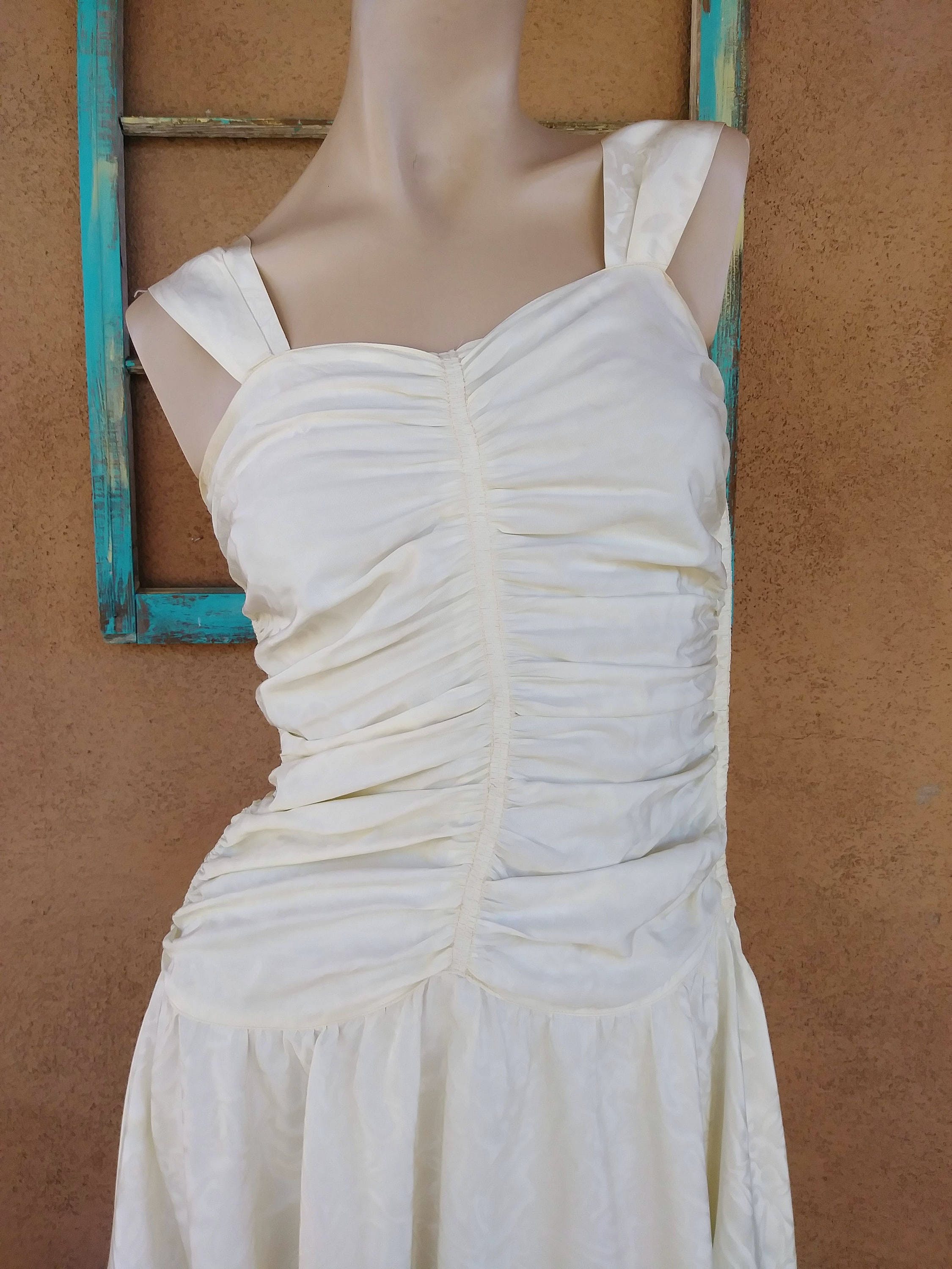 Vintage 40's White Gown with Statement Tail and Bow | Shop THRILLING
