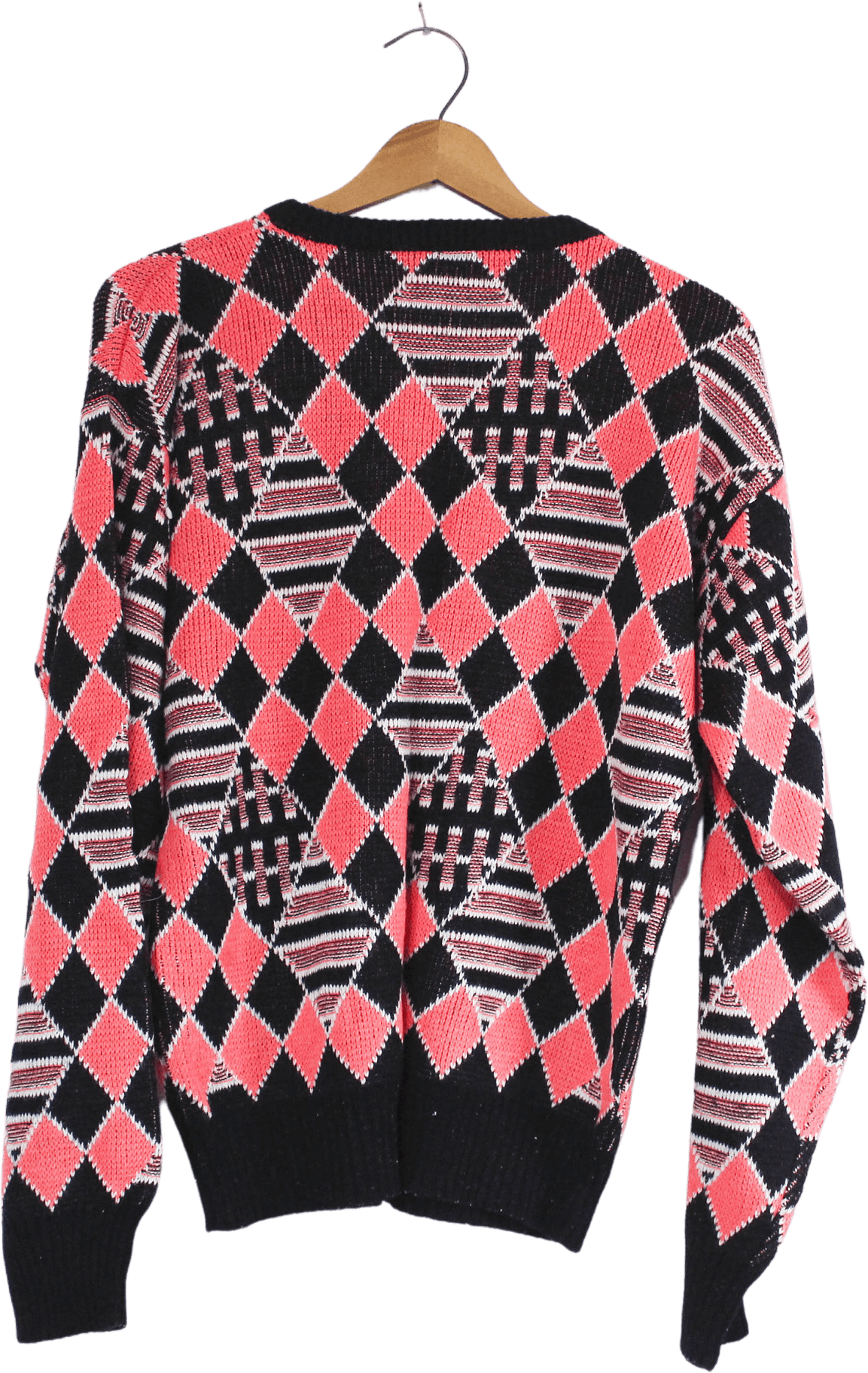 Vintage Red Geometric Patterned Acrylic Sweater by Hermans Shop THRILLING