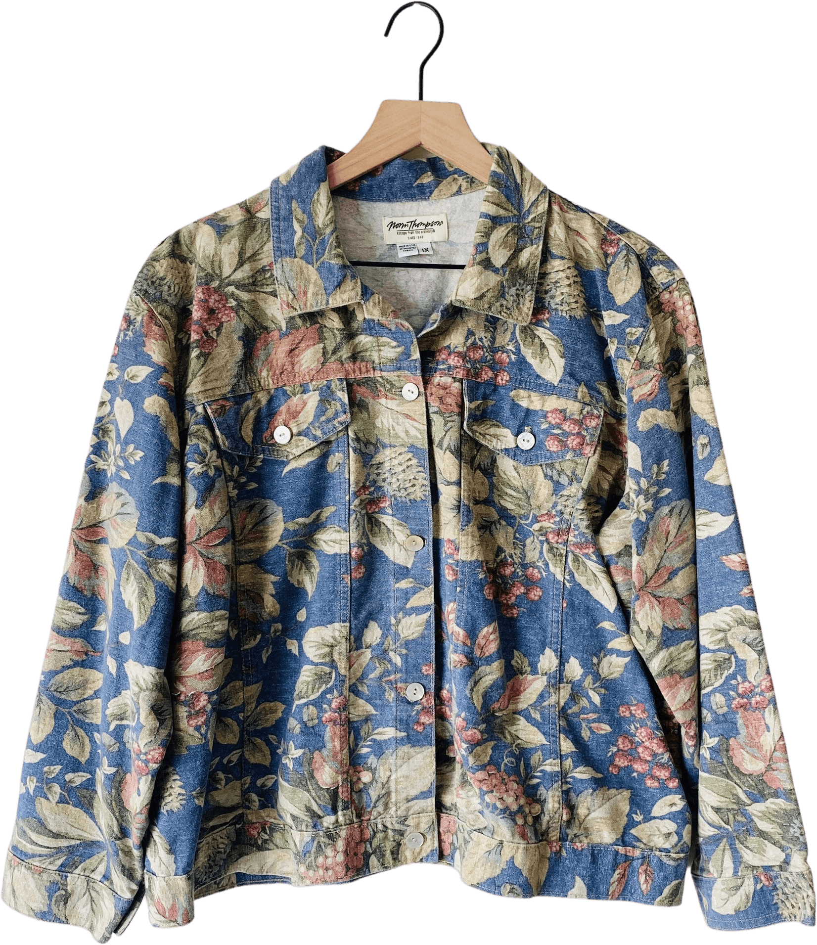 Vintage 00's Lightweight Floral Denim Jacket by Norm Thompson | Shop ...