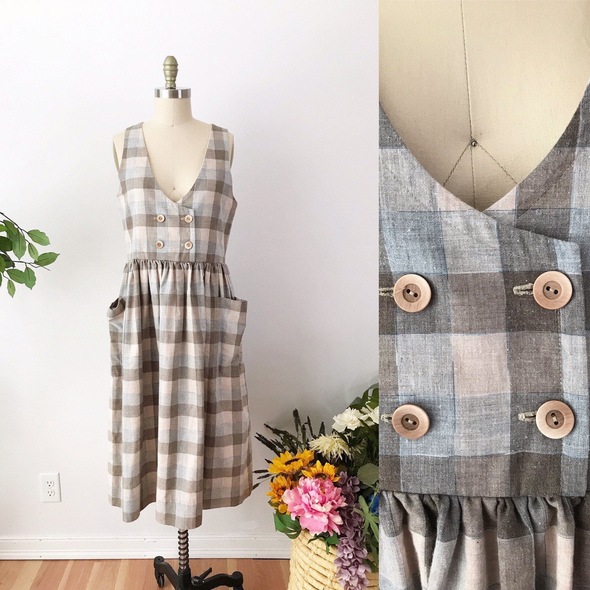 Vintage 90's Plaid Cotton Jumper Dress | Shop THRILLING